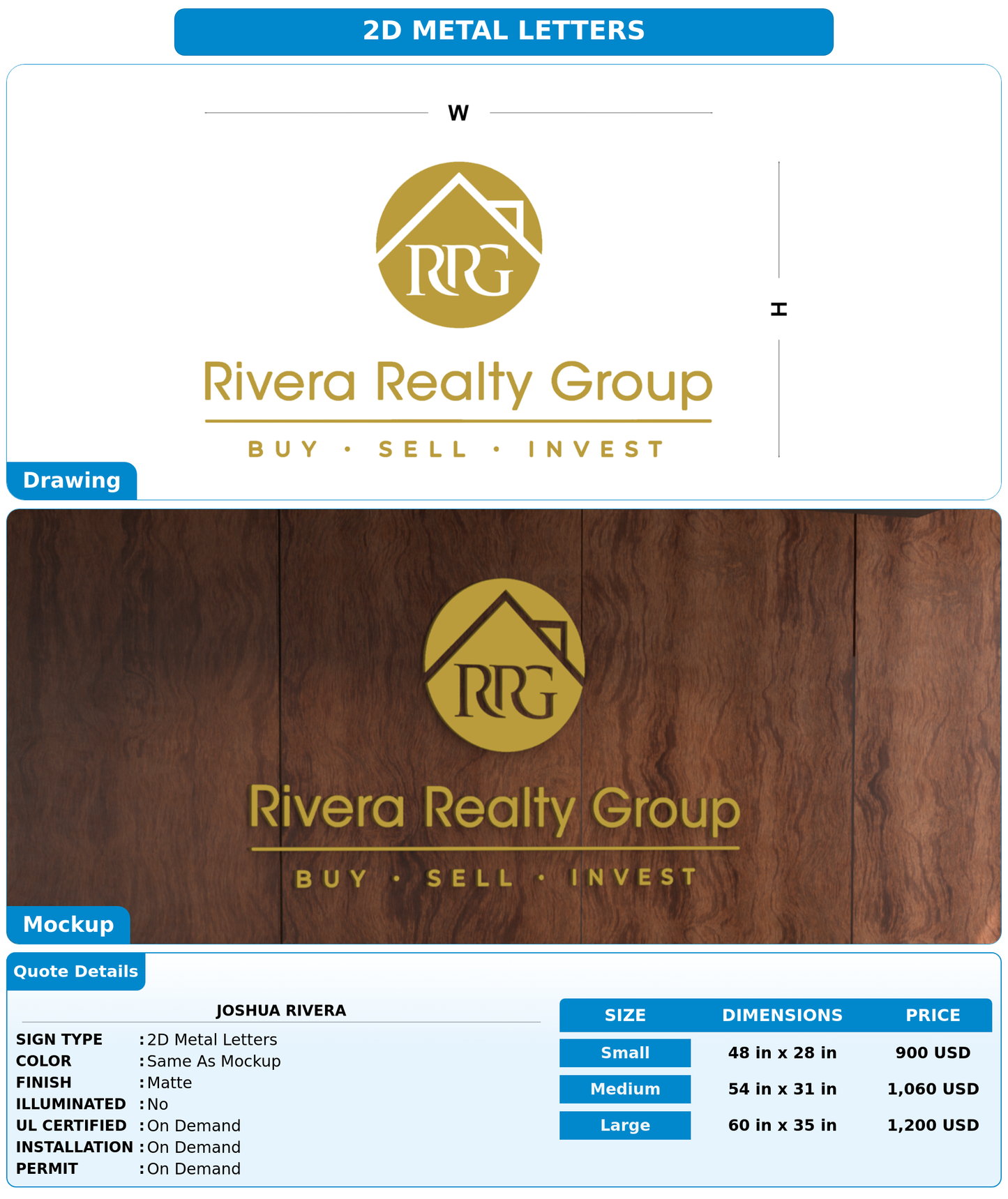 CUSTOM MOCKUP SIGN FOR Joshua Rivera