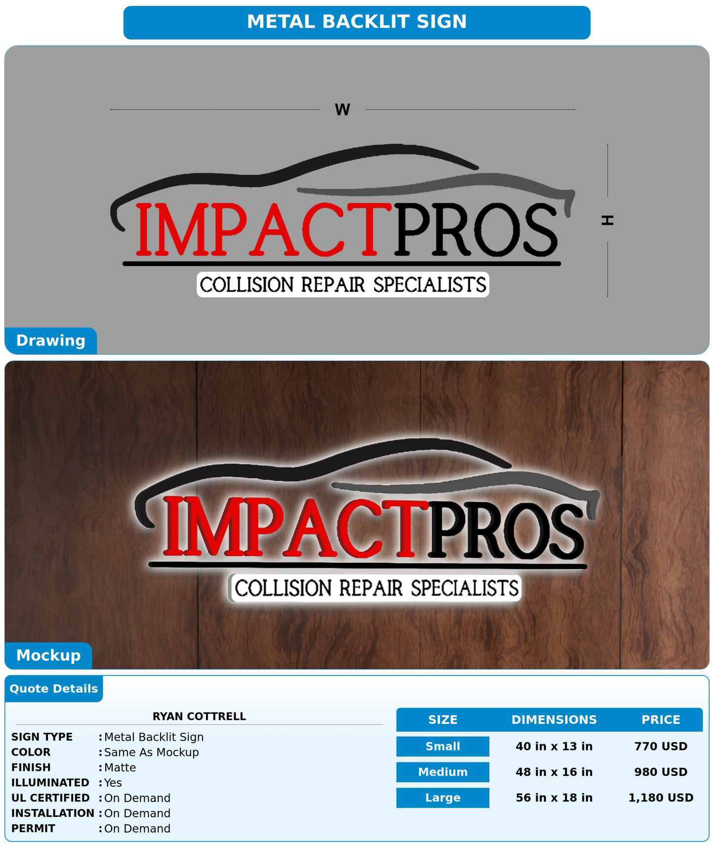 CUSTOM MOCKUP SIGN FOR Ryan Cottrell