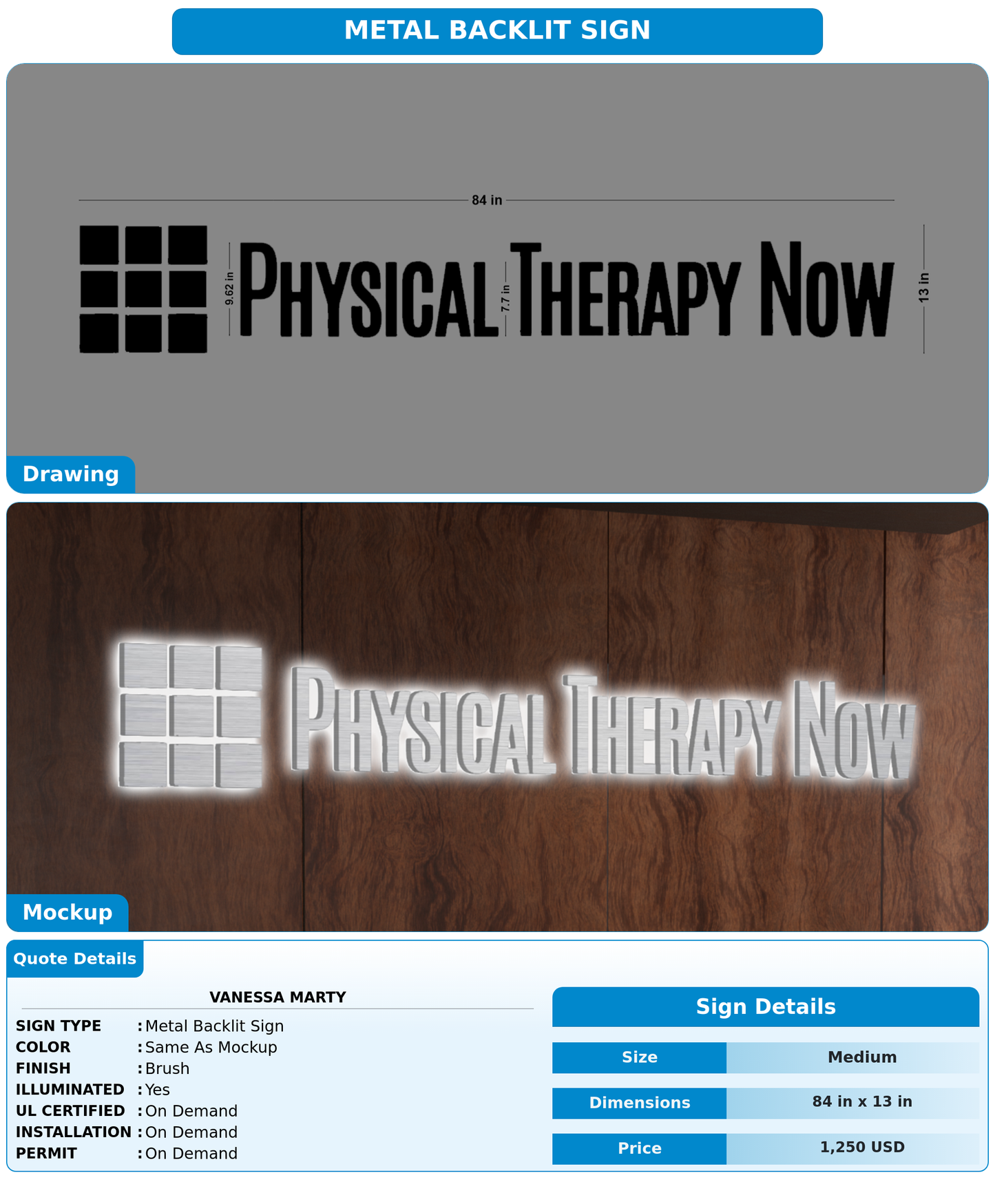 CUSTOM MOCKUP SIGN FOR Vanessa Marty