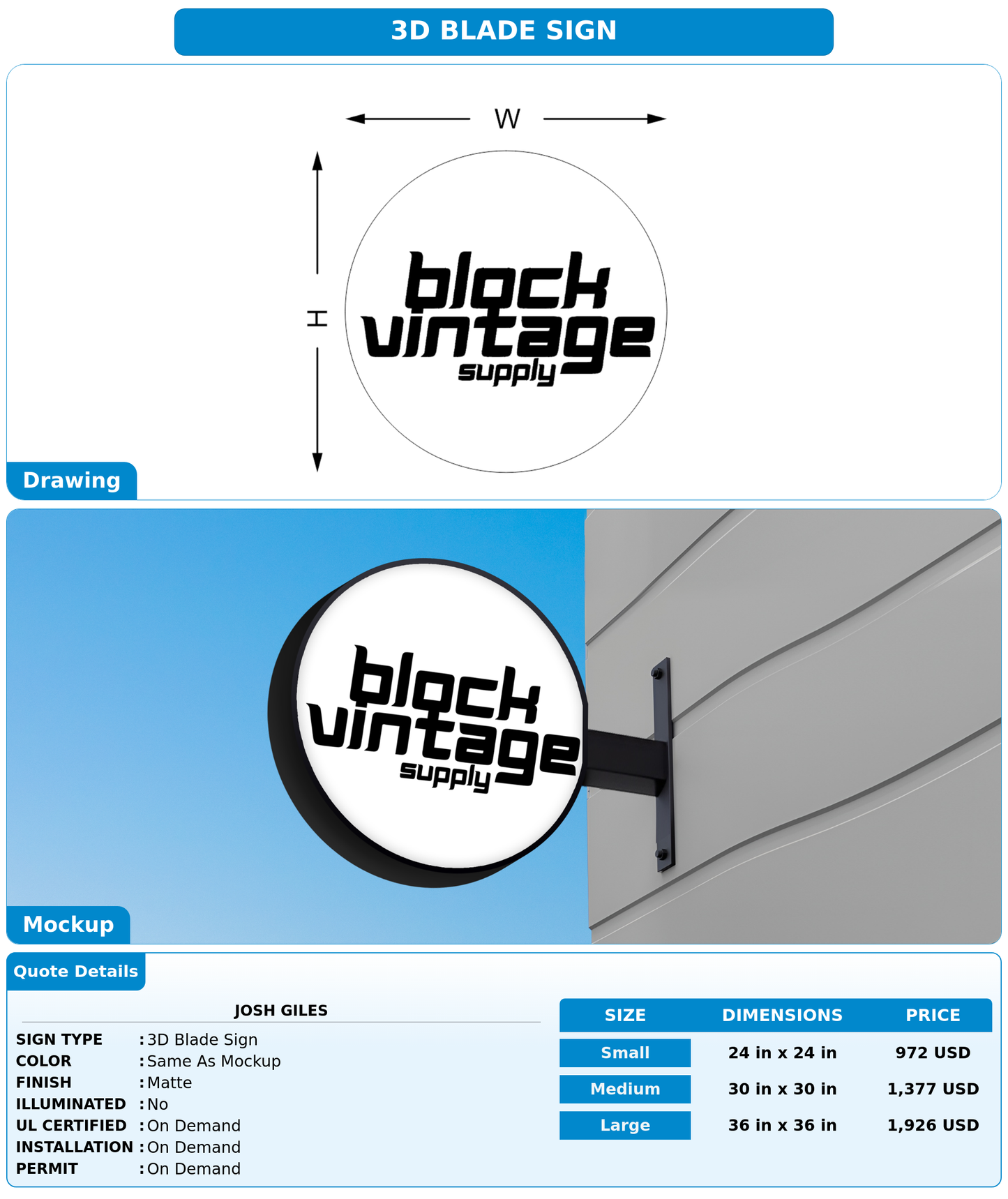 CUSTOM MOCKUP SIGN FOR Josh Giles
