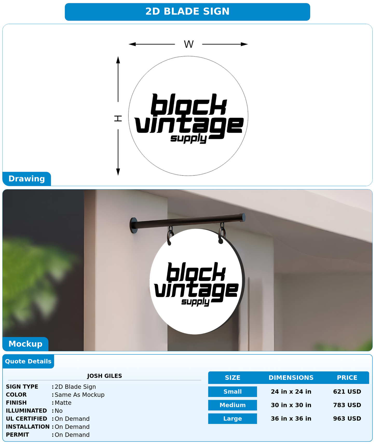 CUSTOM MOCKUP SIGN FOR Josh Giles