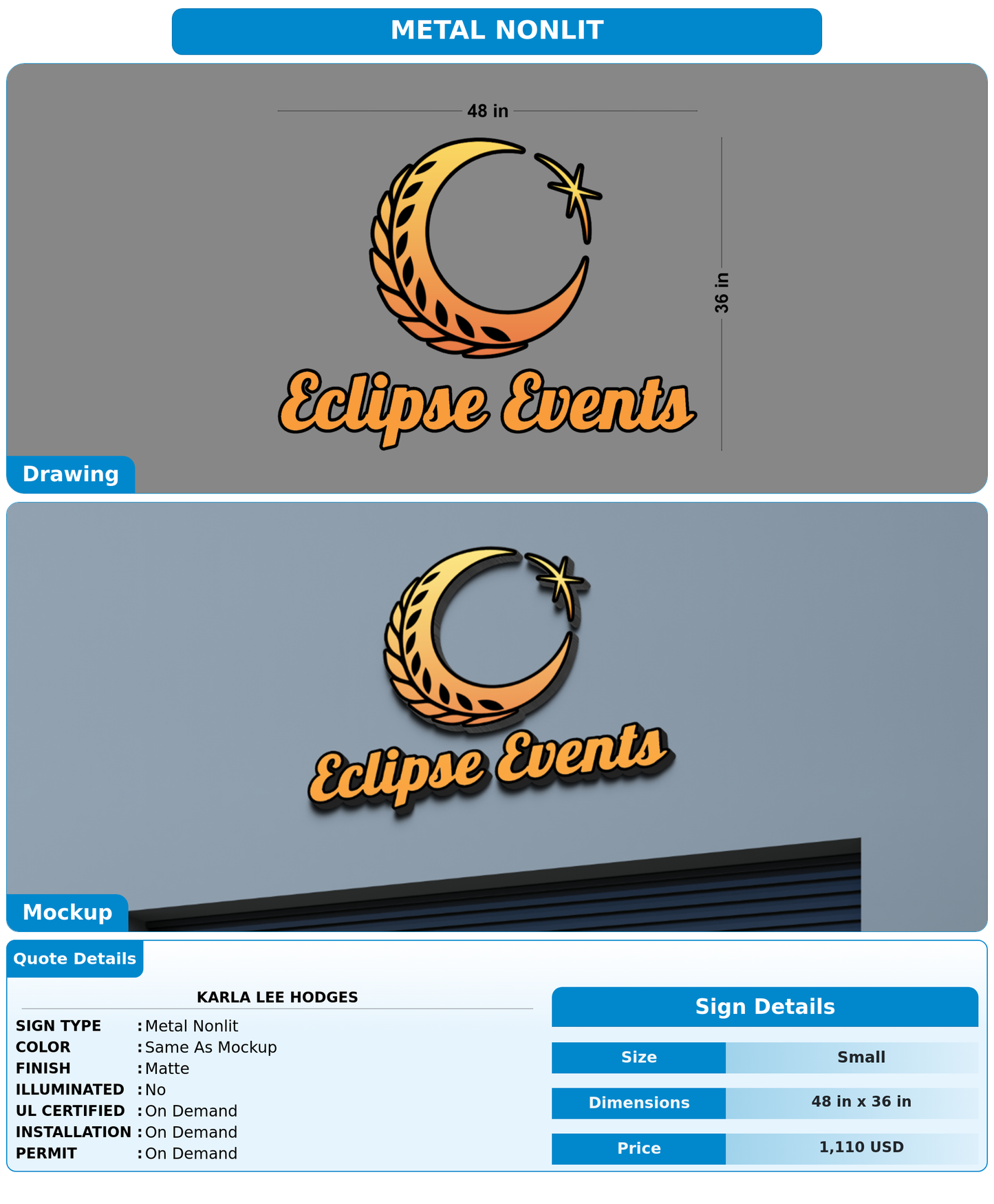 CUSTOM MOCKUP SIGN FOR Karla Lee Hodges