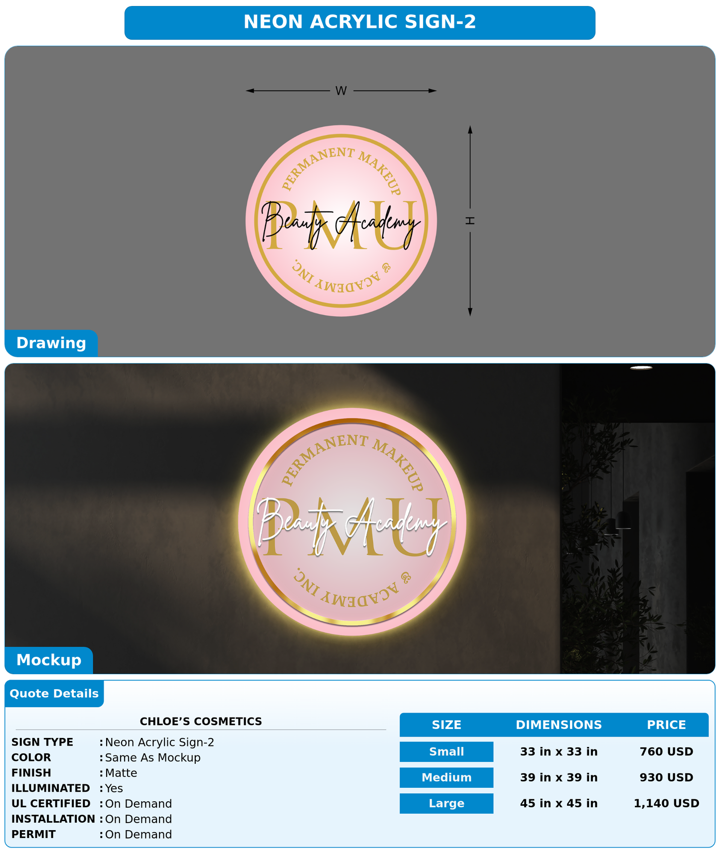 CUSTOM MOCKUP SIGN FOR chloe’s cosmetics