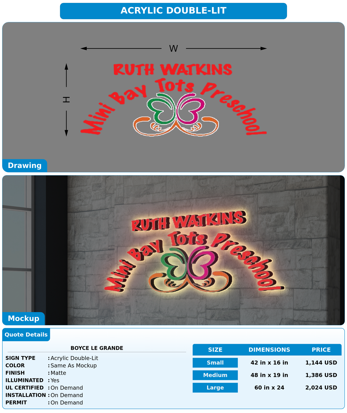 CUSTOM MOCKUP SIGN FOR Boyce Le Grande