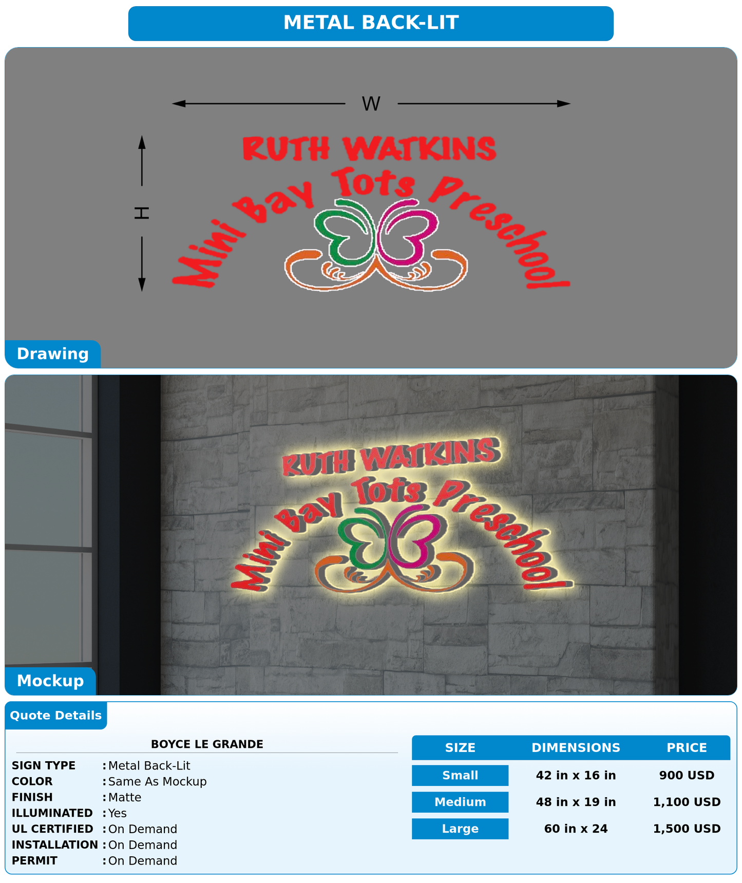 CUSTOM MOCKUP SIGN FOR Boyce Le Grande
