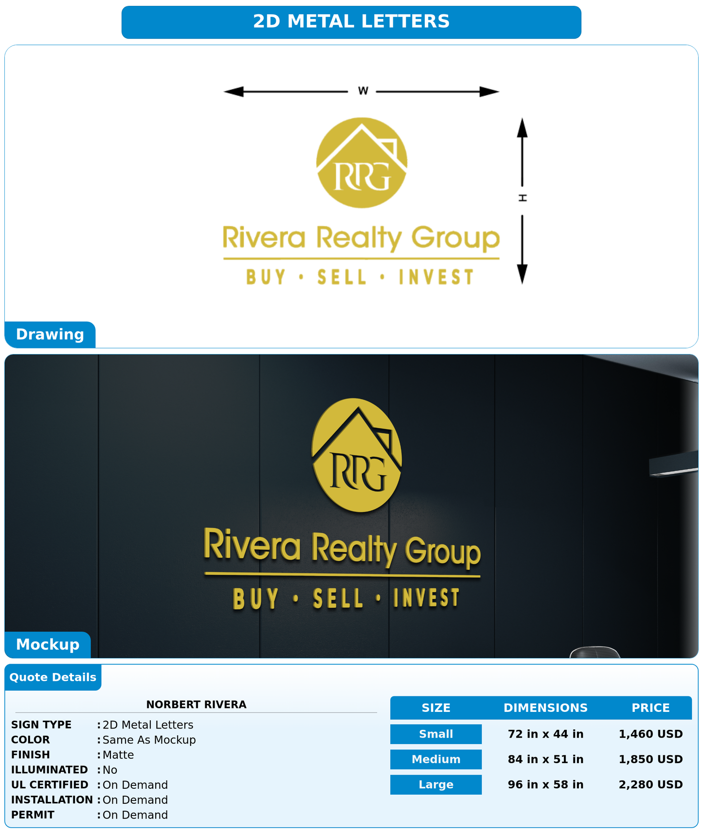CUSTOM MOCKUP SIGN FOR Norbert Rivera