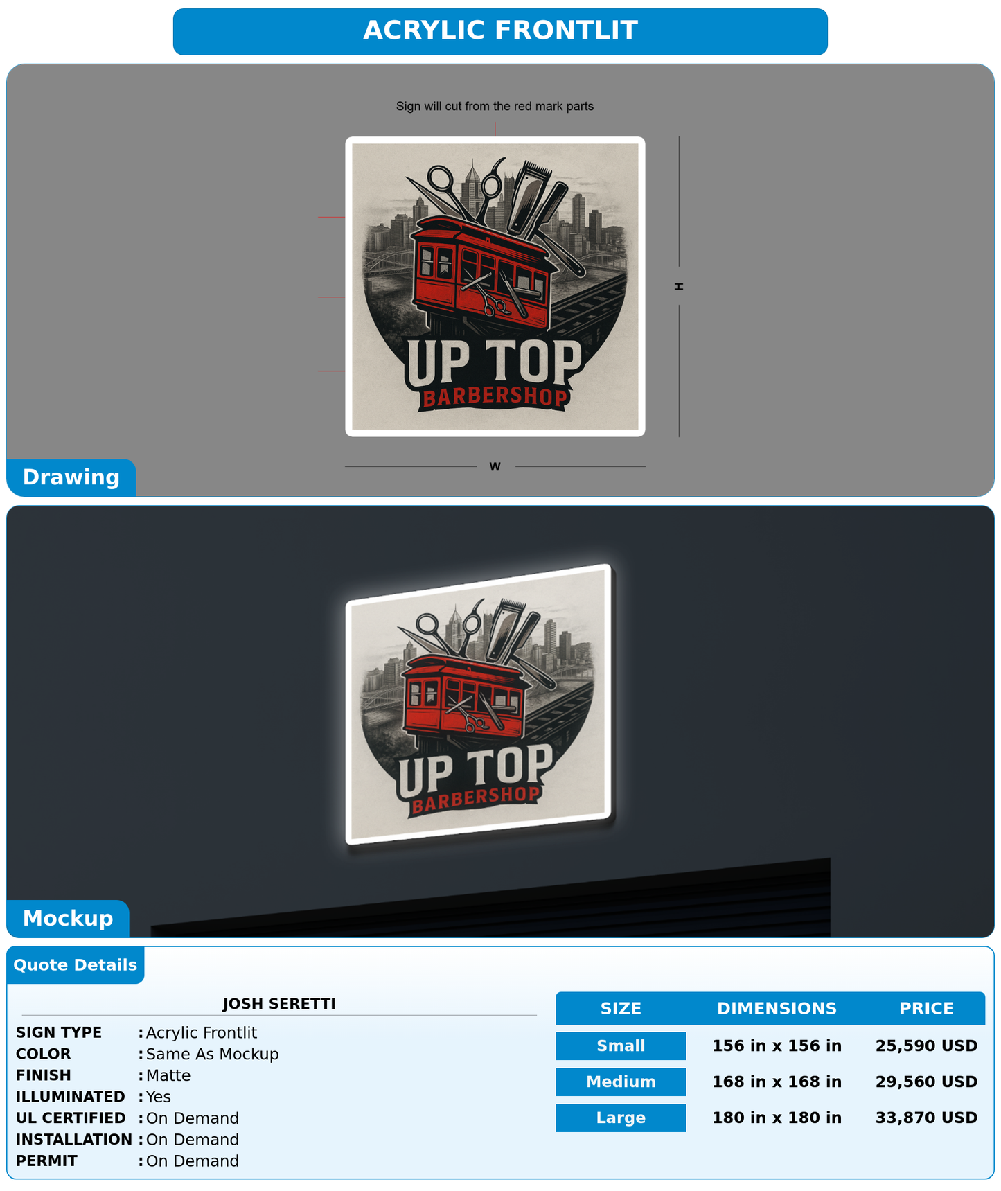 CUSTOM MOCKUP SIGN FOR Josh Seretti