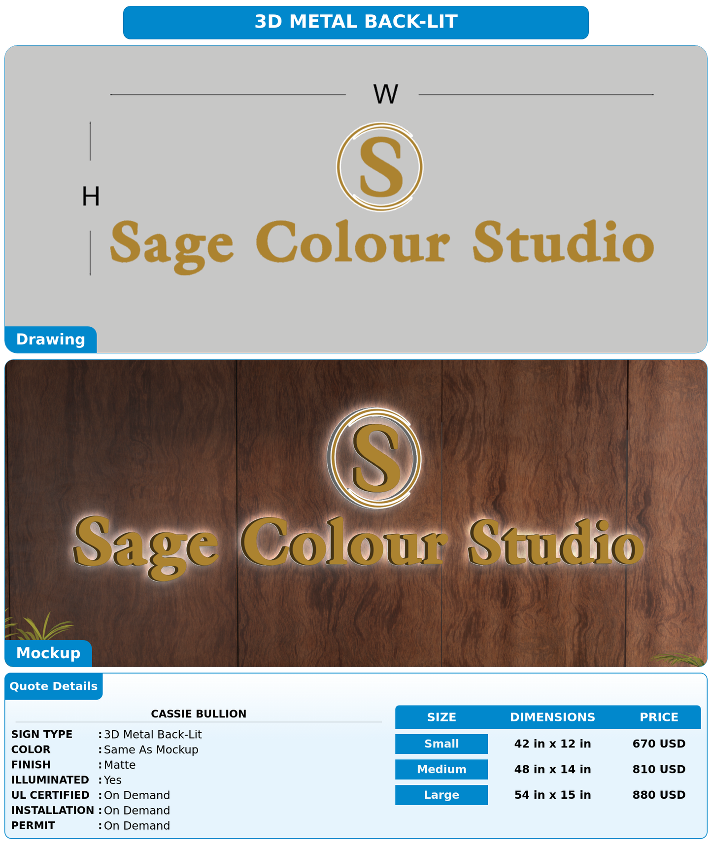 CUSTOM MOCKUP SIGN FOR Cassie bullion