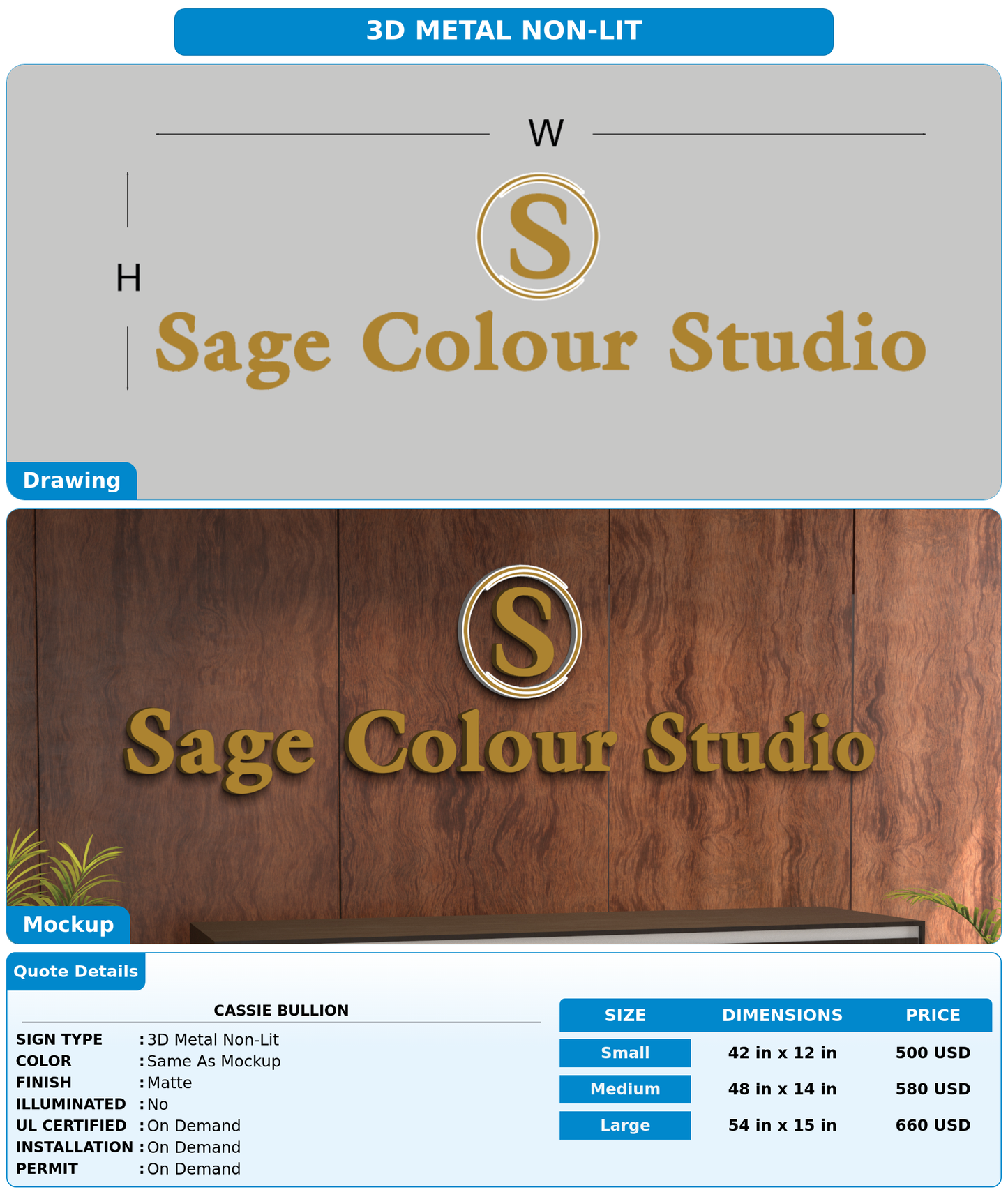 CUSTOM MOCKUP SIGN FOR Cassie bullion