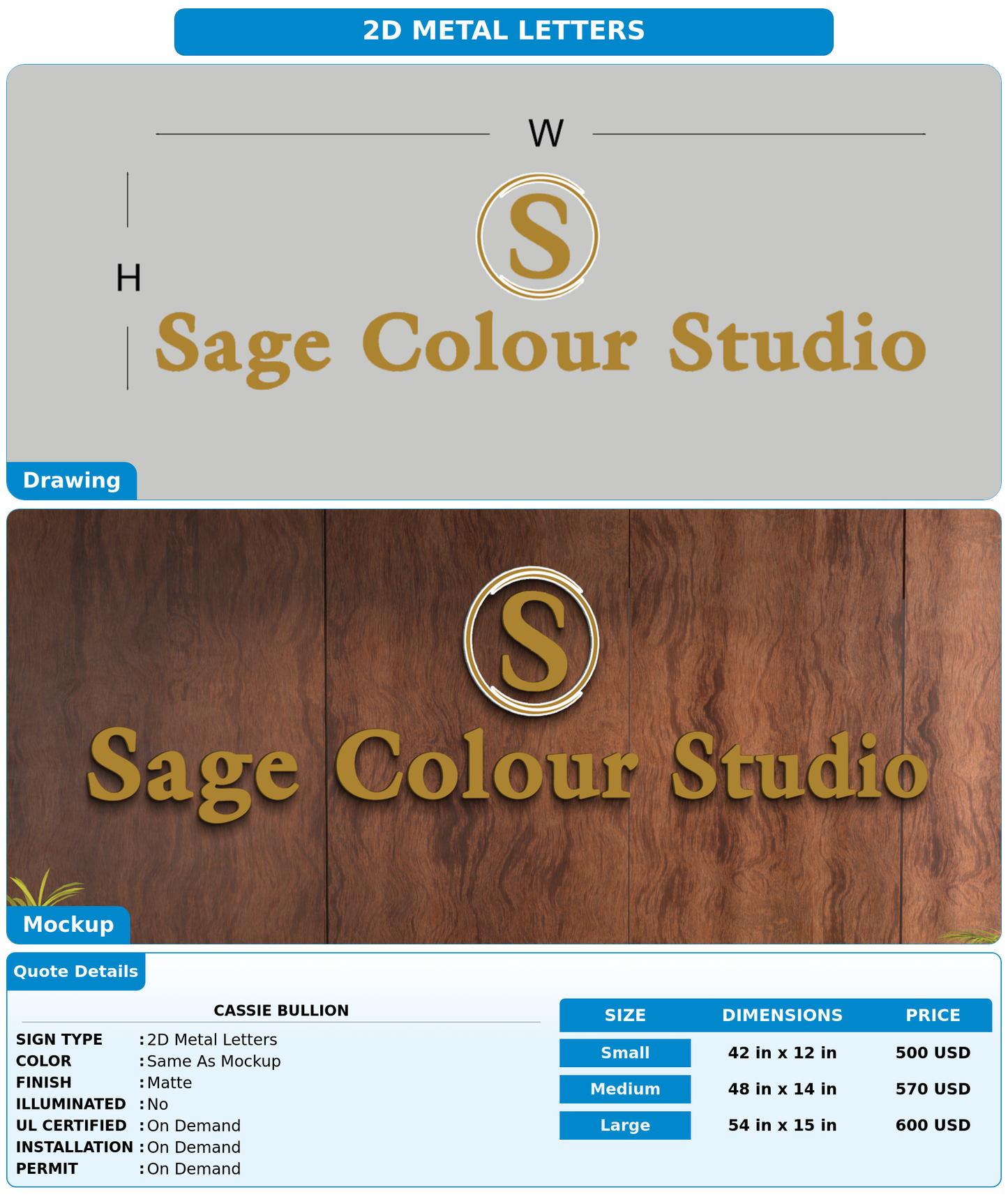 CUSTOM MOCKUP SIGN FOR Cassie bullion
