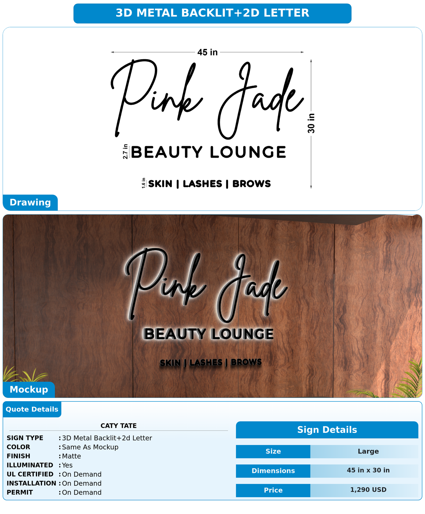 CUSTOM MOCKUP SIGN FOR Caty tate