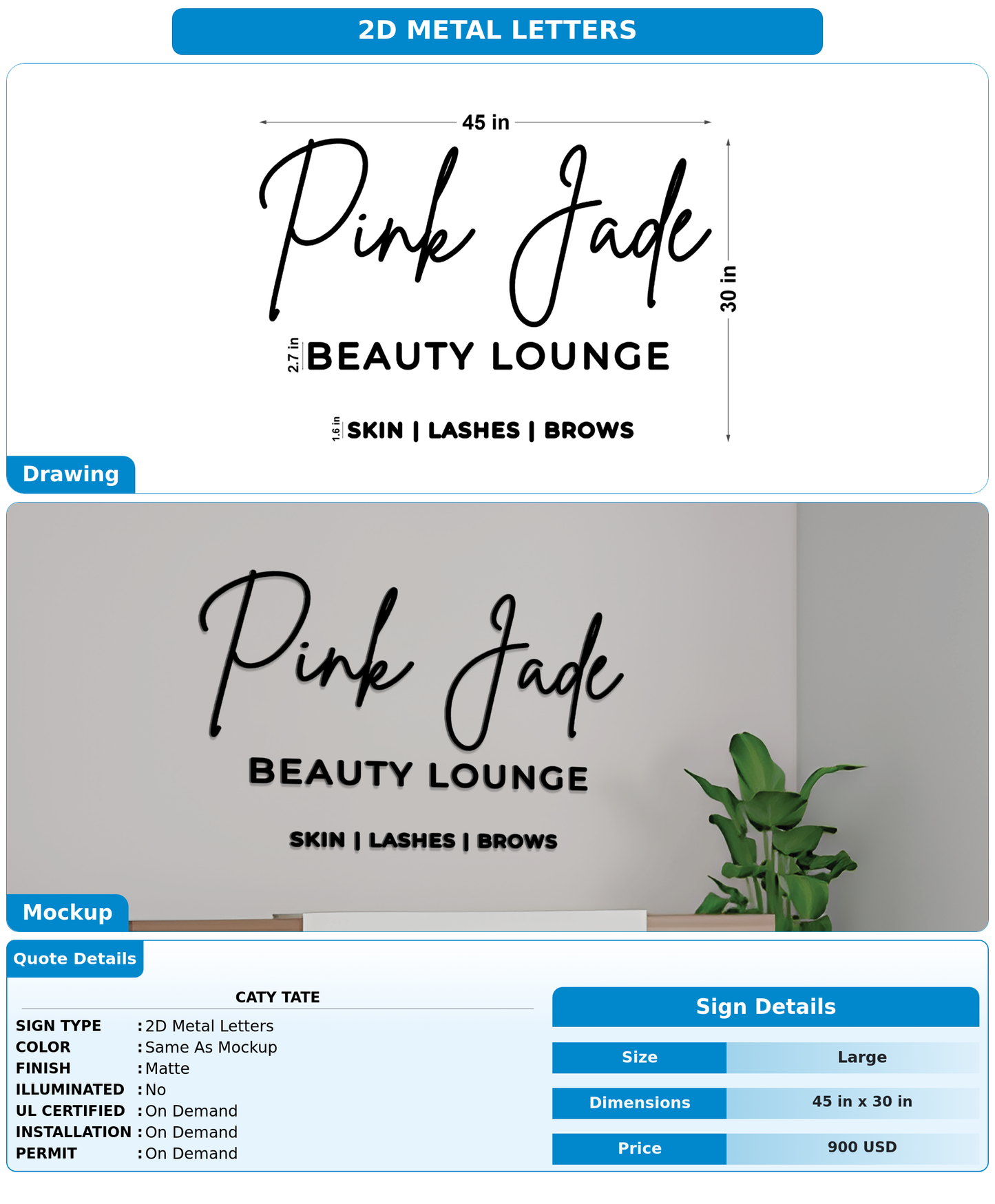 CUSTOM MOCKUP SIGN FOR Caty tate
