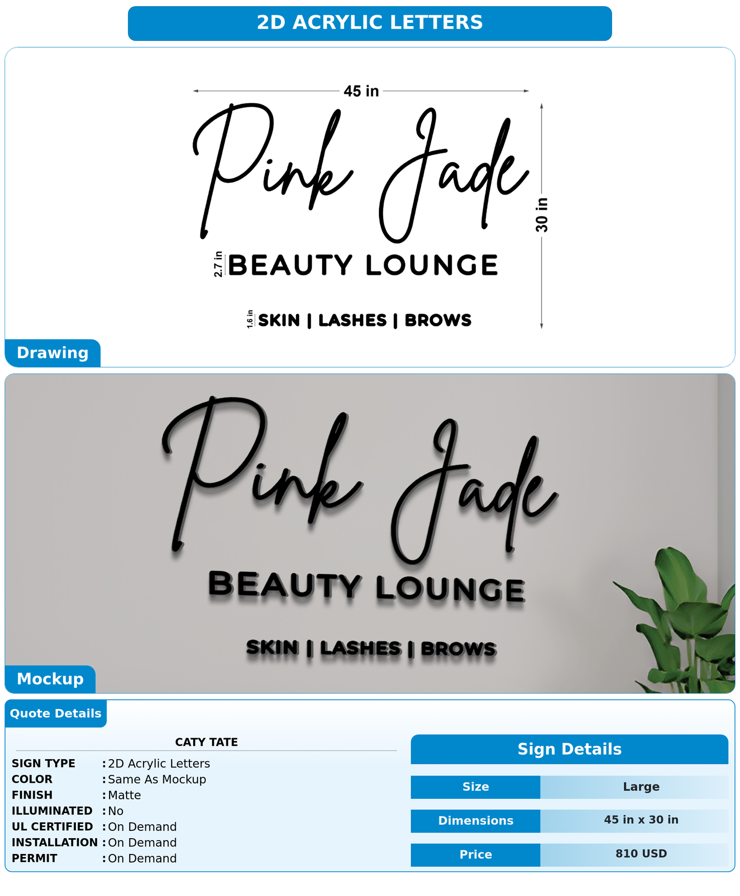 CUSTOM MOCKUP SIGN FOR Caty tate