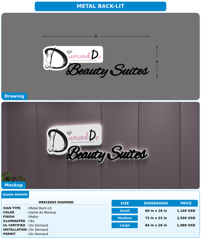 CUSTOM MOCKUP SIGN FOR Mercedes Diamond