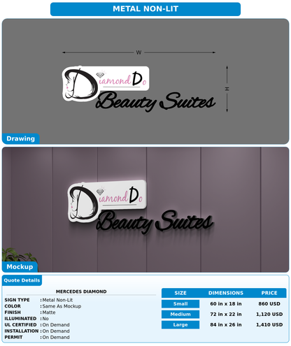 CUSTOM MOCKUP SIGN FOR Mercedes Diamond