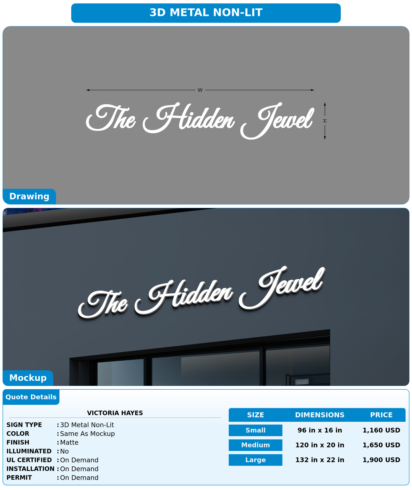 CUSTOM MOCKUP SIGN FOR Victoria Hayes
