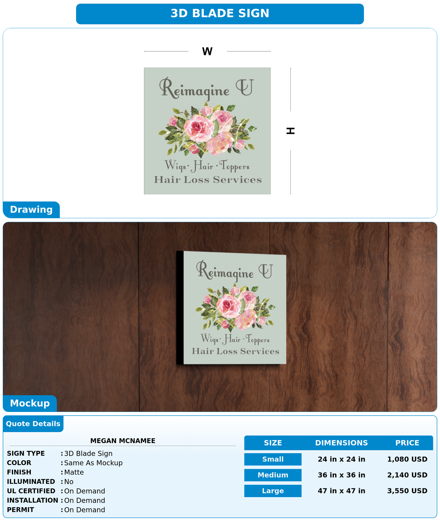 CUSTOM MOCKUP SIGN FOR Megan McNamee