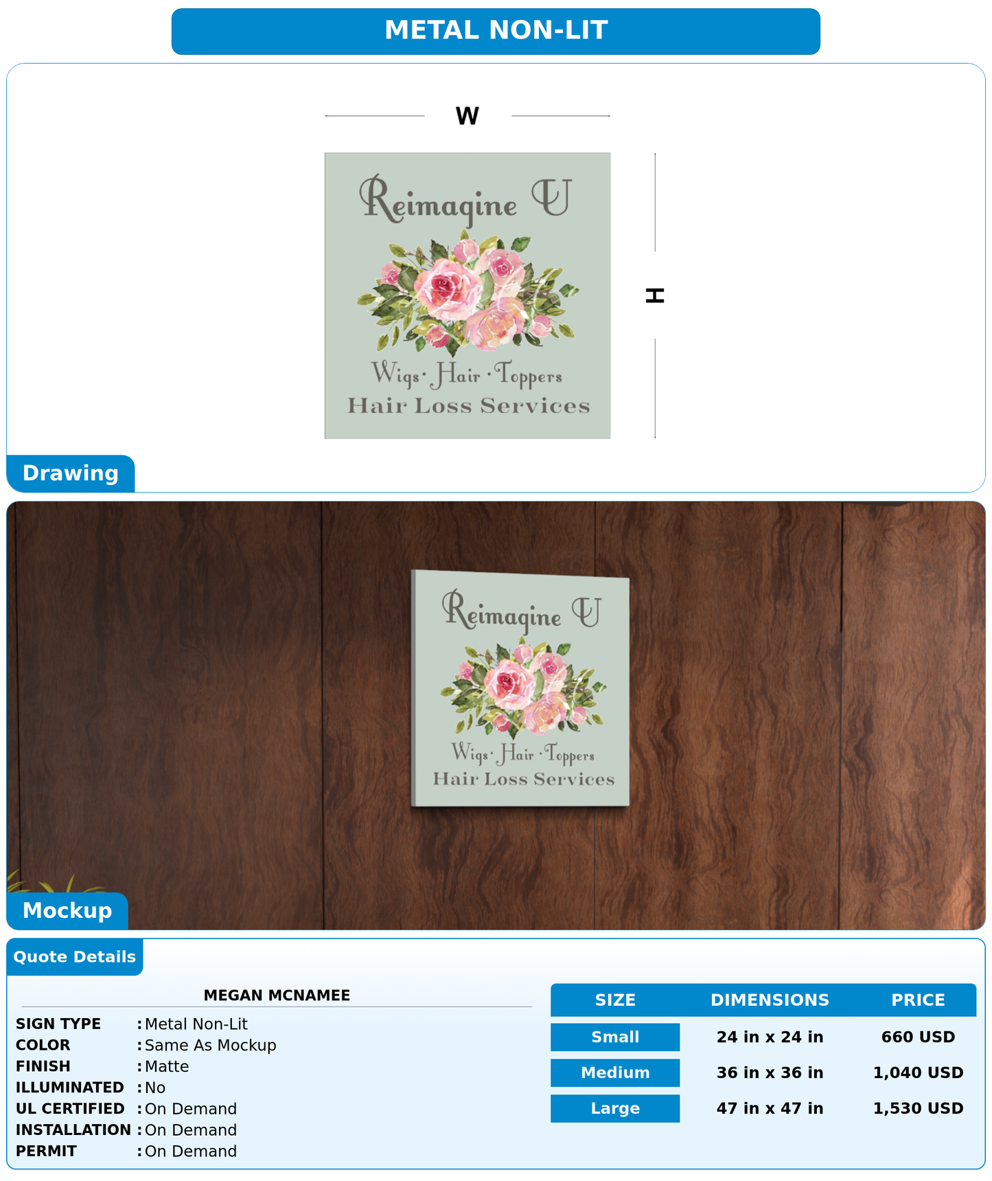 CUSTOM MOCKUP SIGN FOR Megan McNamee