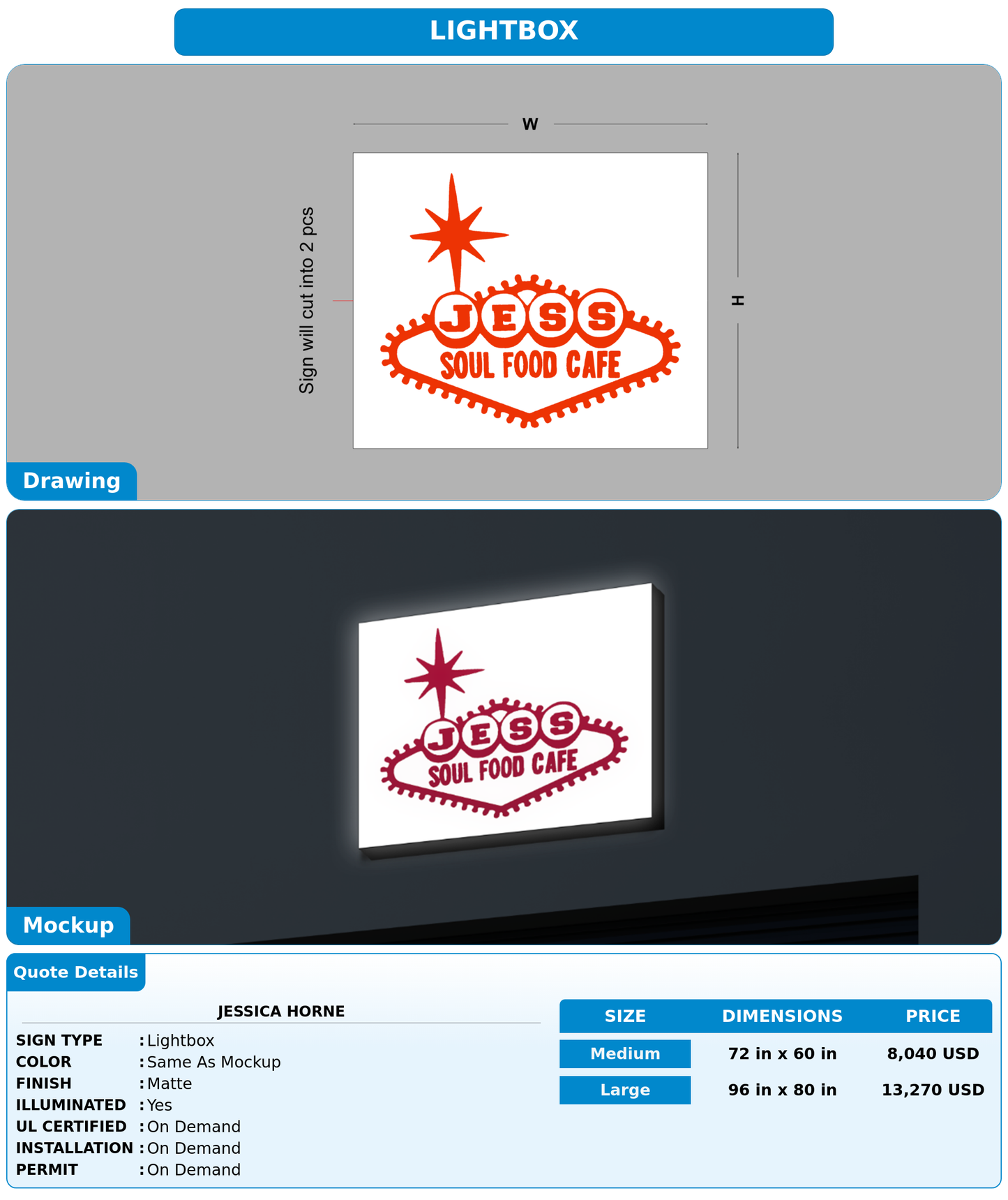 CUSTOM MOCKUP SIGN FOR Jessica Horne