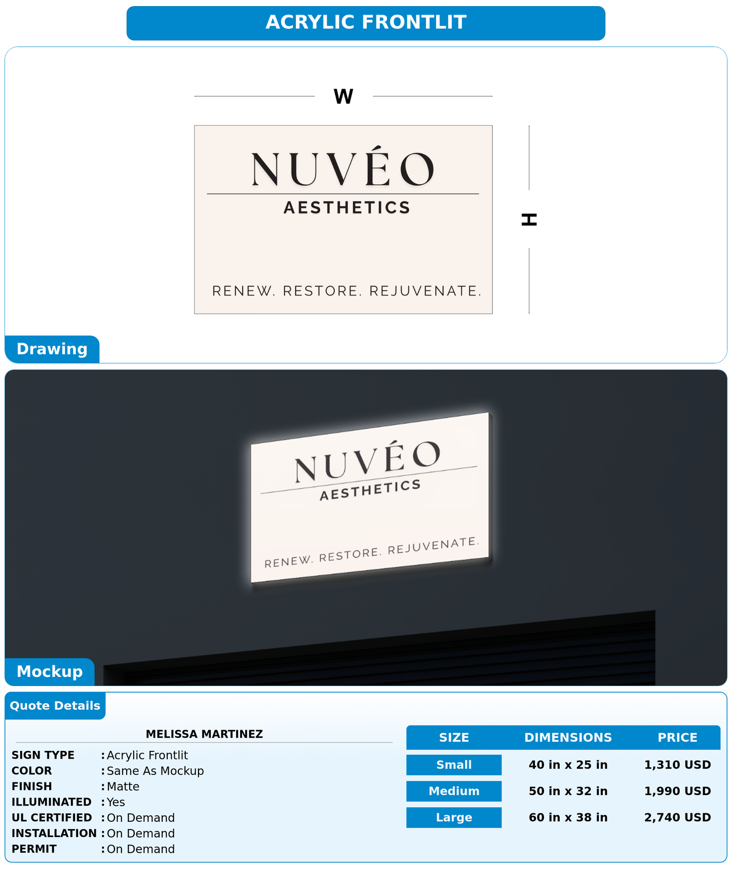 CUSTOM MOCKUP SIGN FOR melissa martinez