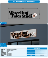 CUSTOM MOCKUP SIGN FOR Dazzling Tales Studio