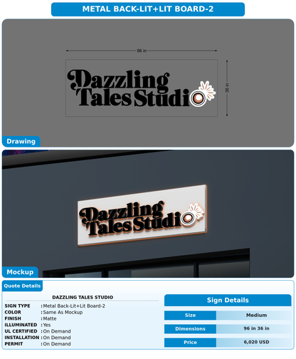 CUSTOM MOCKUP SIGN FOR Dazzling Tales Studio