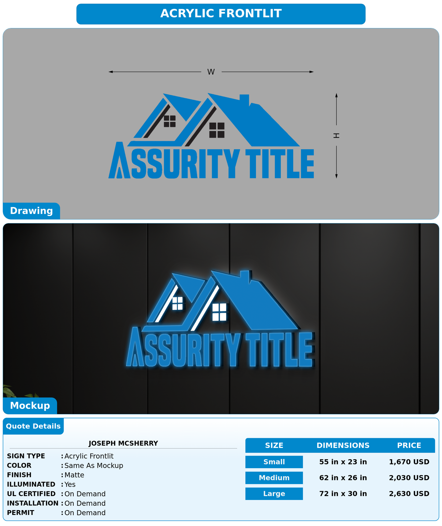 CUSTOM MOCKUP SIGN FOR Joseph McSherry