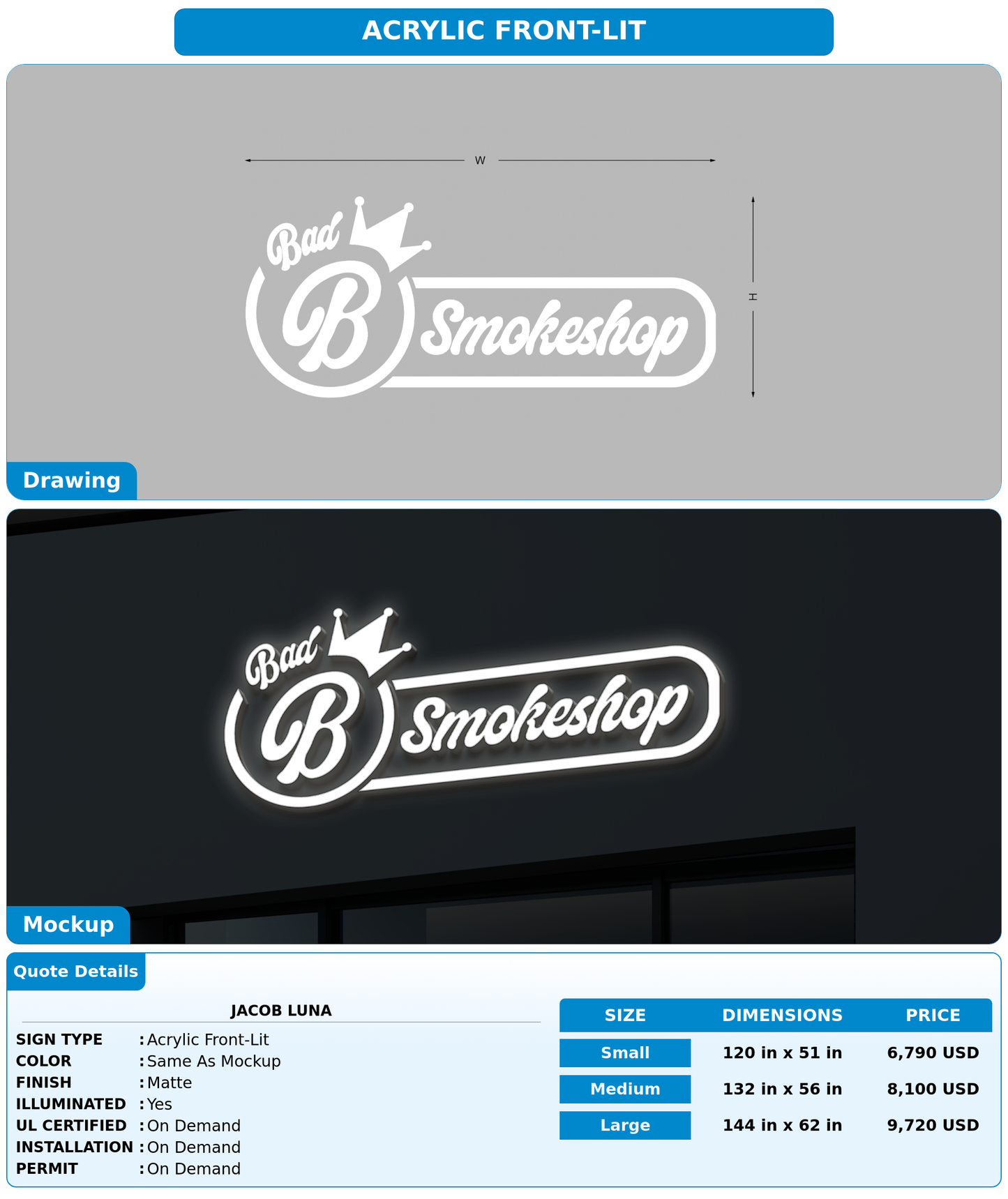 CUSTOM MOCKUP SIGN FOR jacob luna