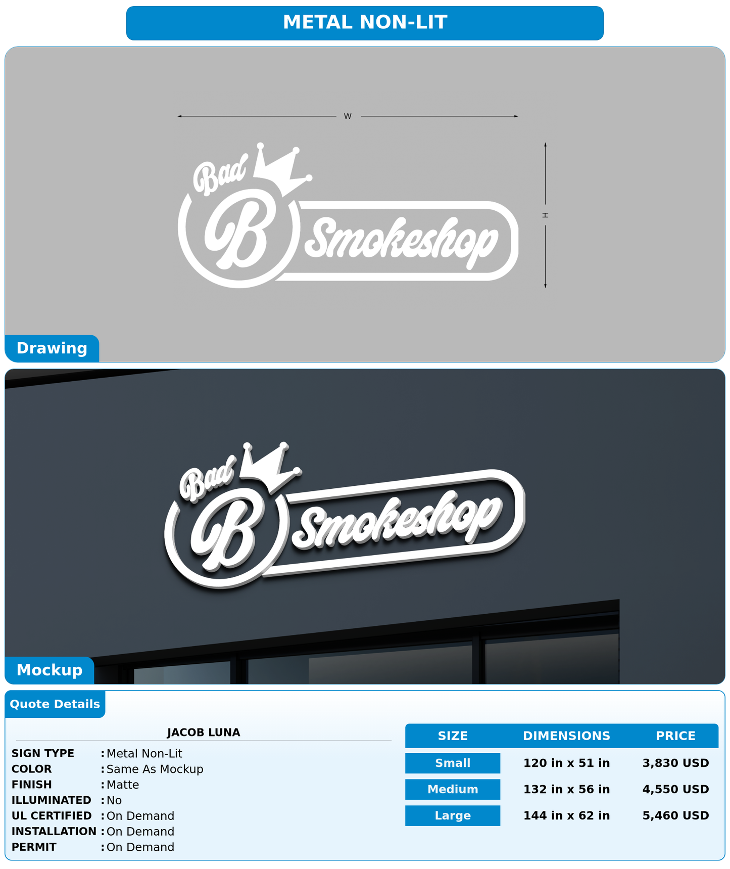 CUSTOM MOCKUP SIGN FOR jacob luna
