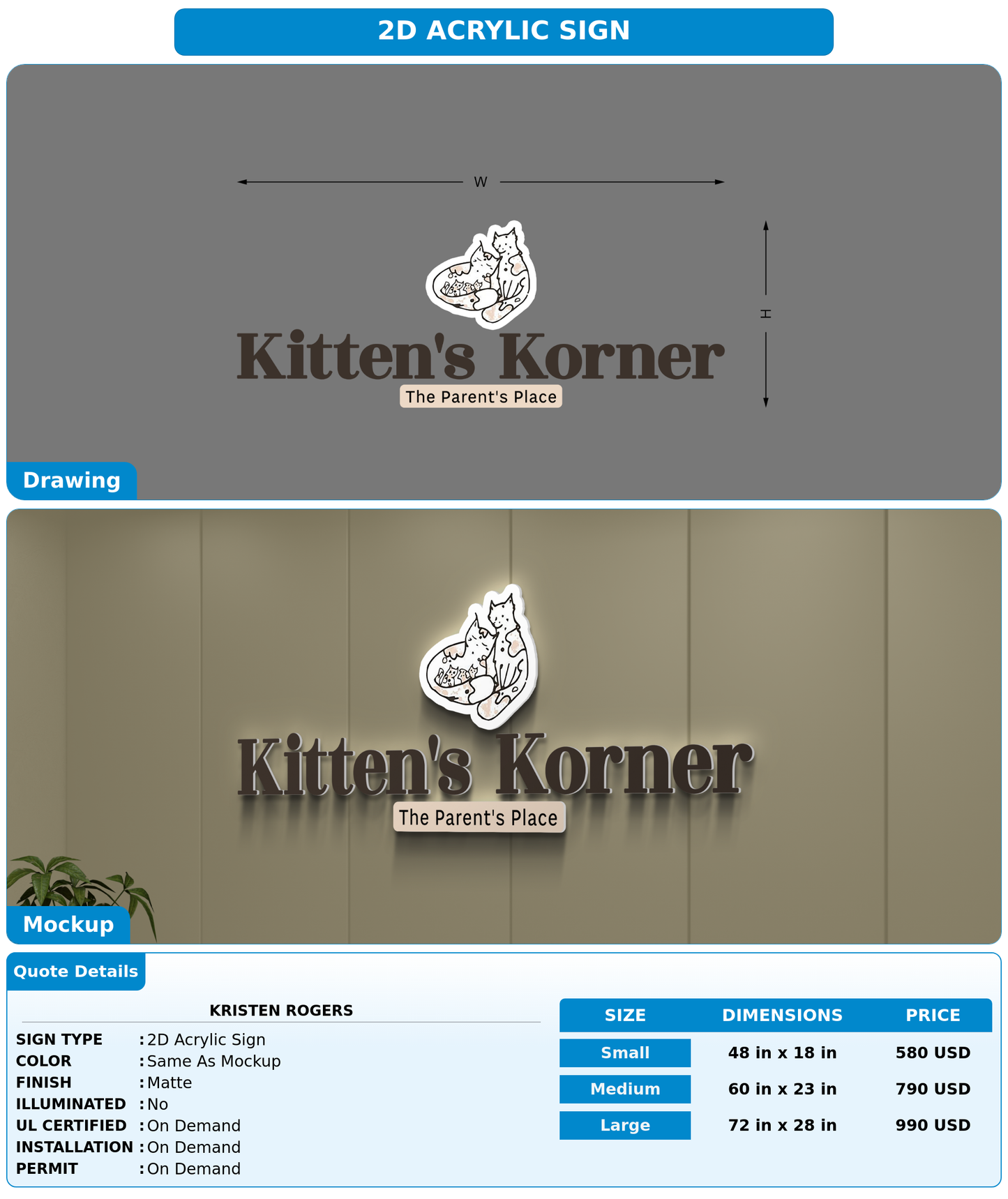 CUSTOM MOCKUP SIGN FOR Kristen Rogers