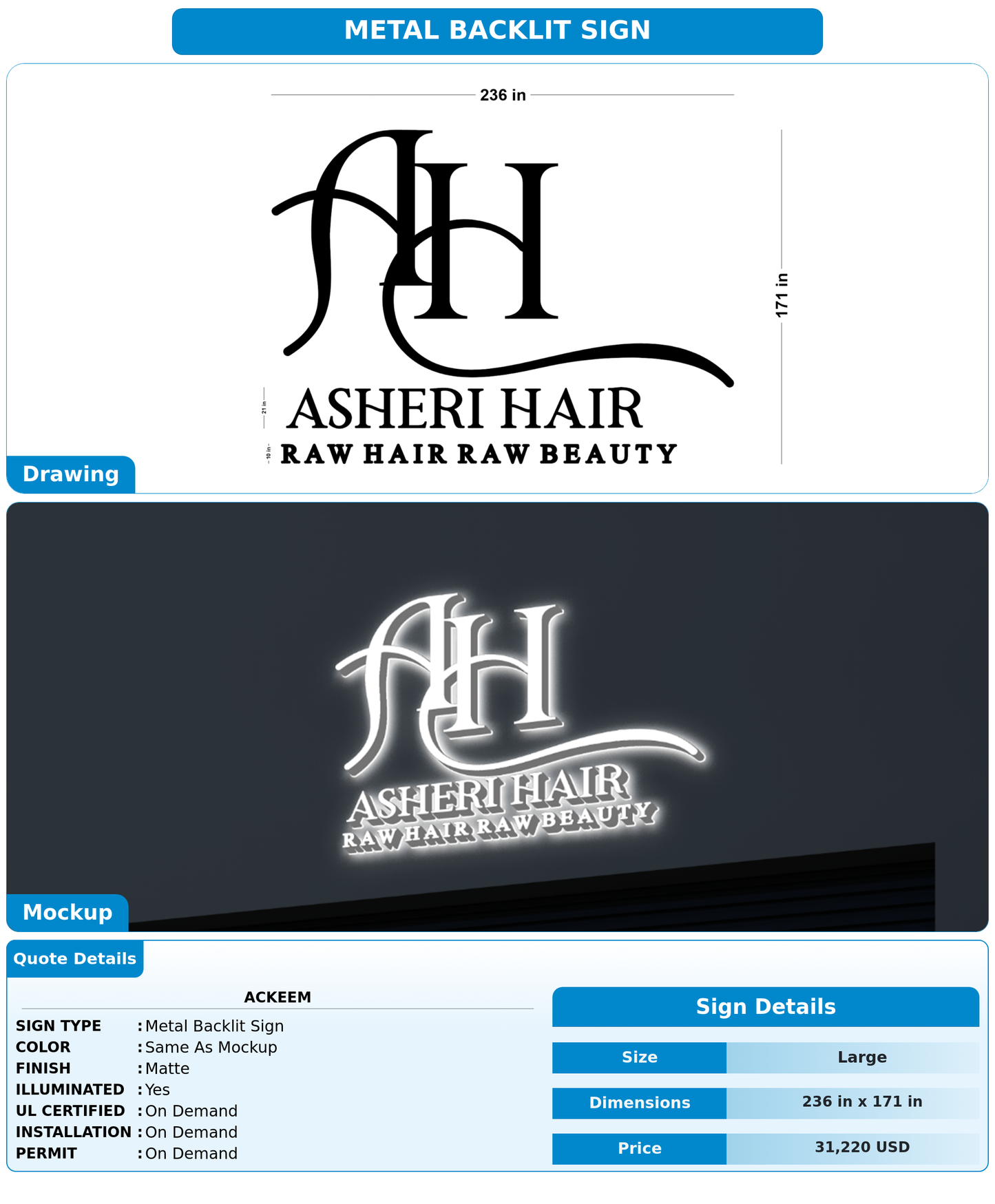CUSTOM MOCKUP SIGN FOR Ackeem