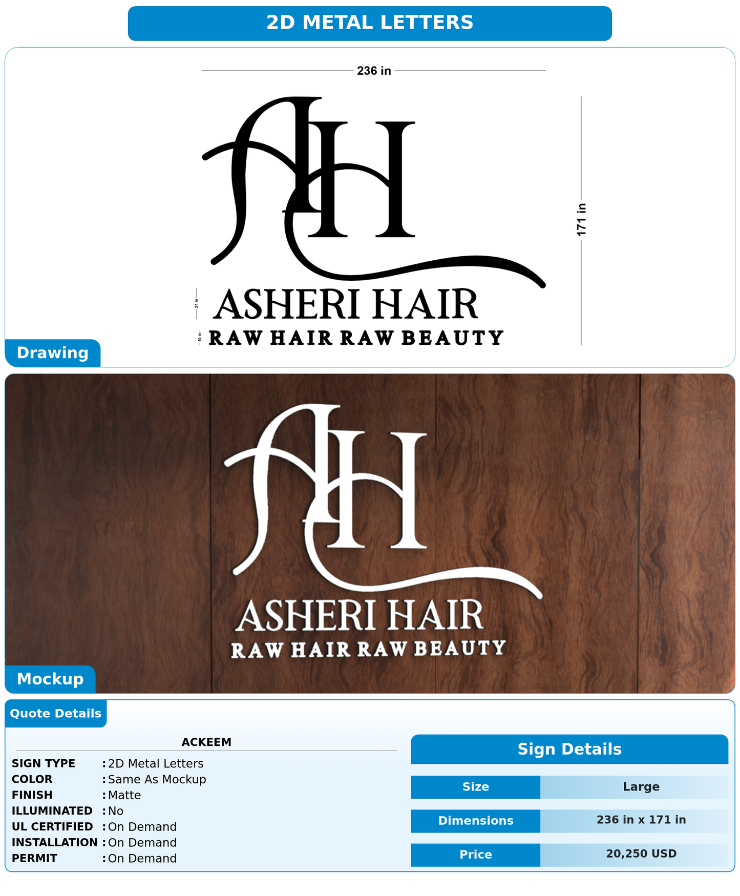 CUSTOM MOCKUP SIGN FOR Ackeem