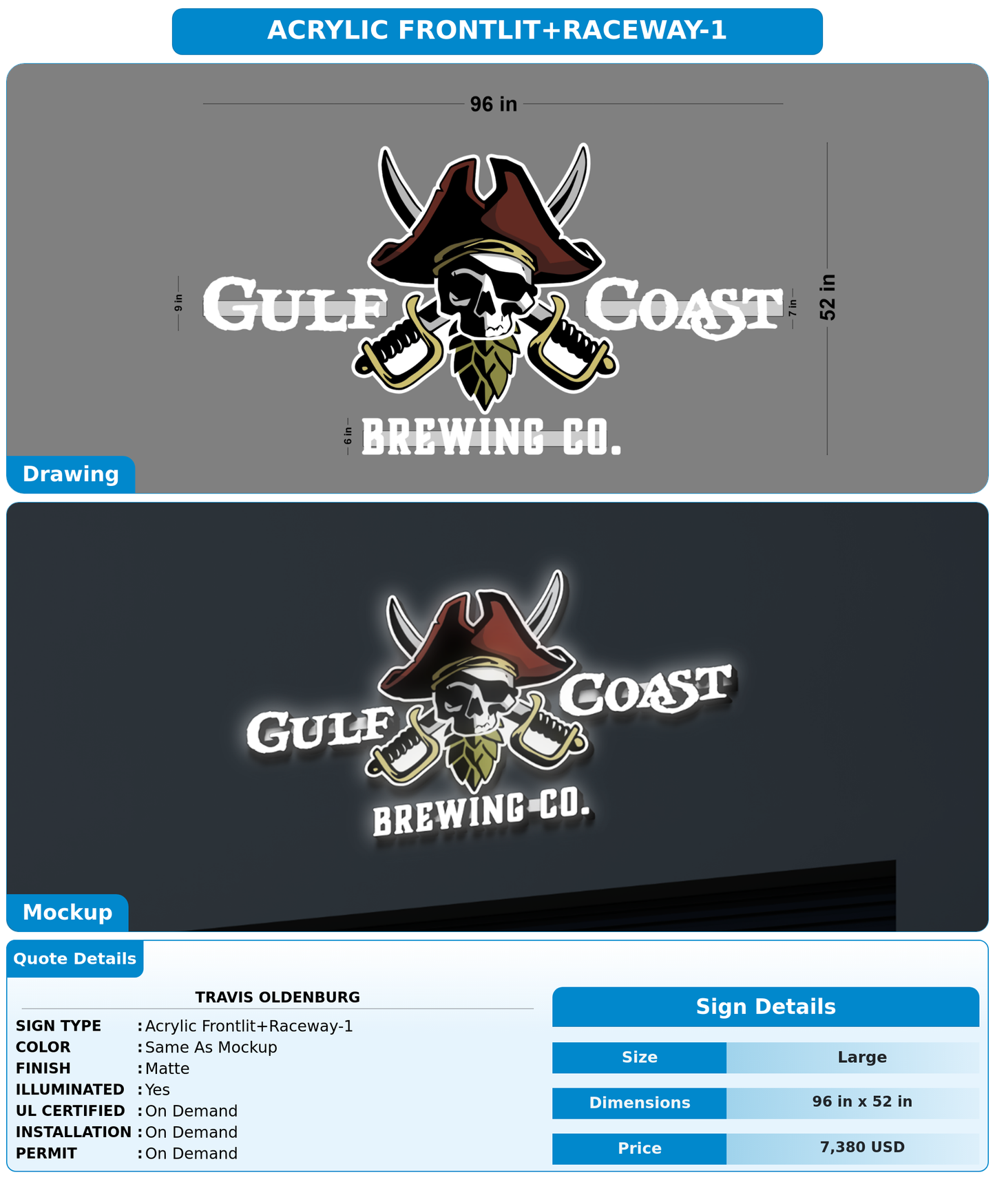 CUSTOM MOCKUP SIGN FOR Travis Oldenburg