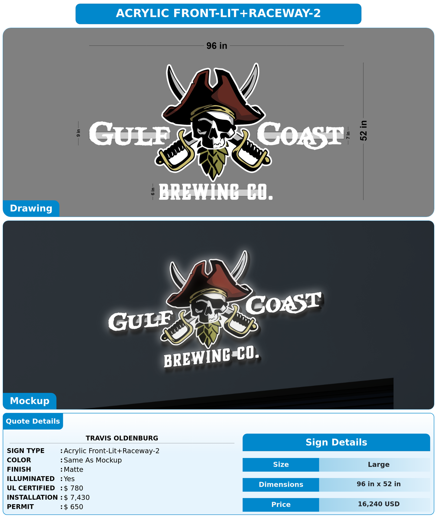 CUSTOM MOCKUP SIGN FOR Travis Oldenburg