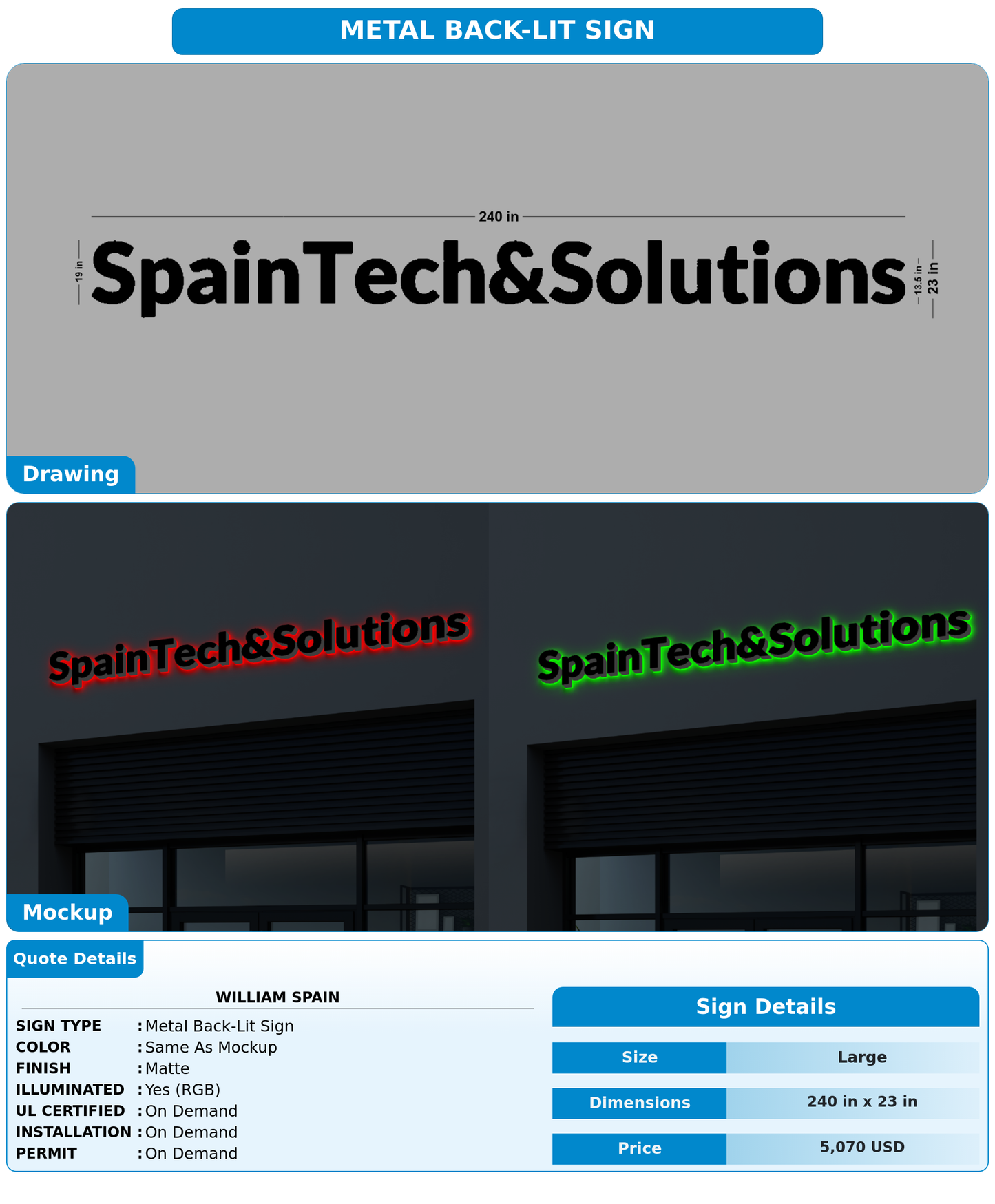 CUSTOM MOCKUP SIGN FOR William Spain