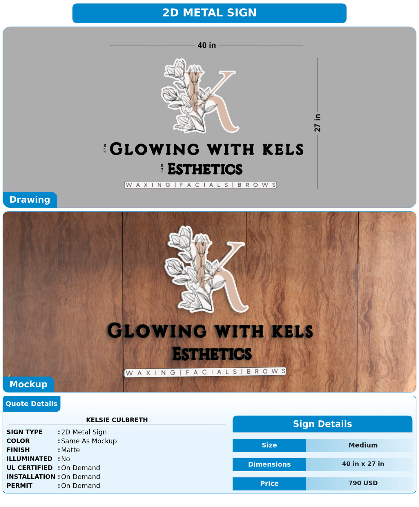 CUSTOM MOCKUP SIGN FOR Kelsie Culbreth