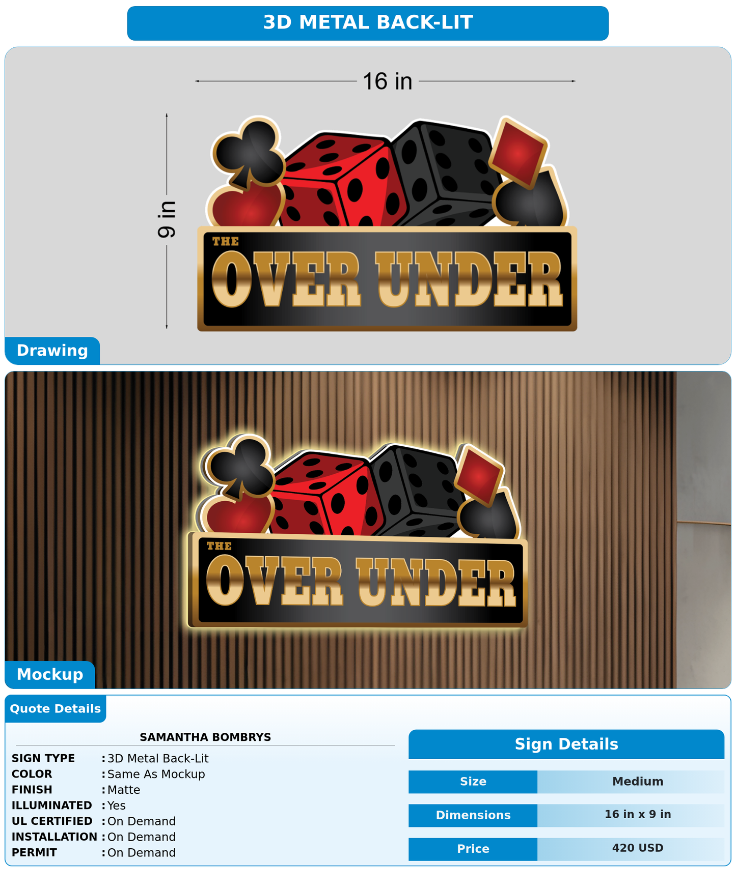 CUSTOM MOCKUP SIGN FOR Samantha Bombrys