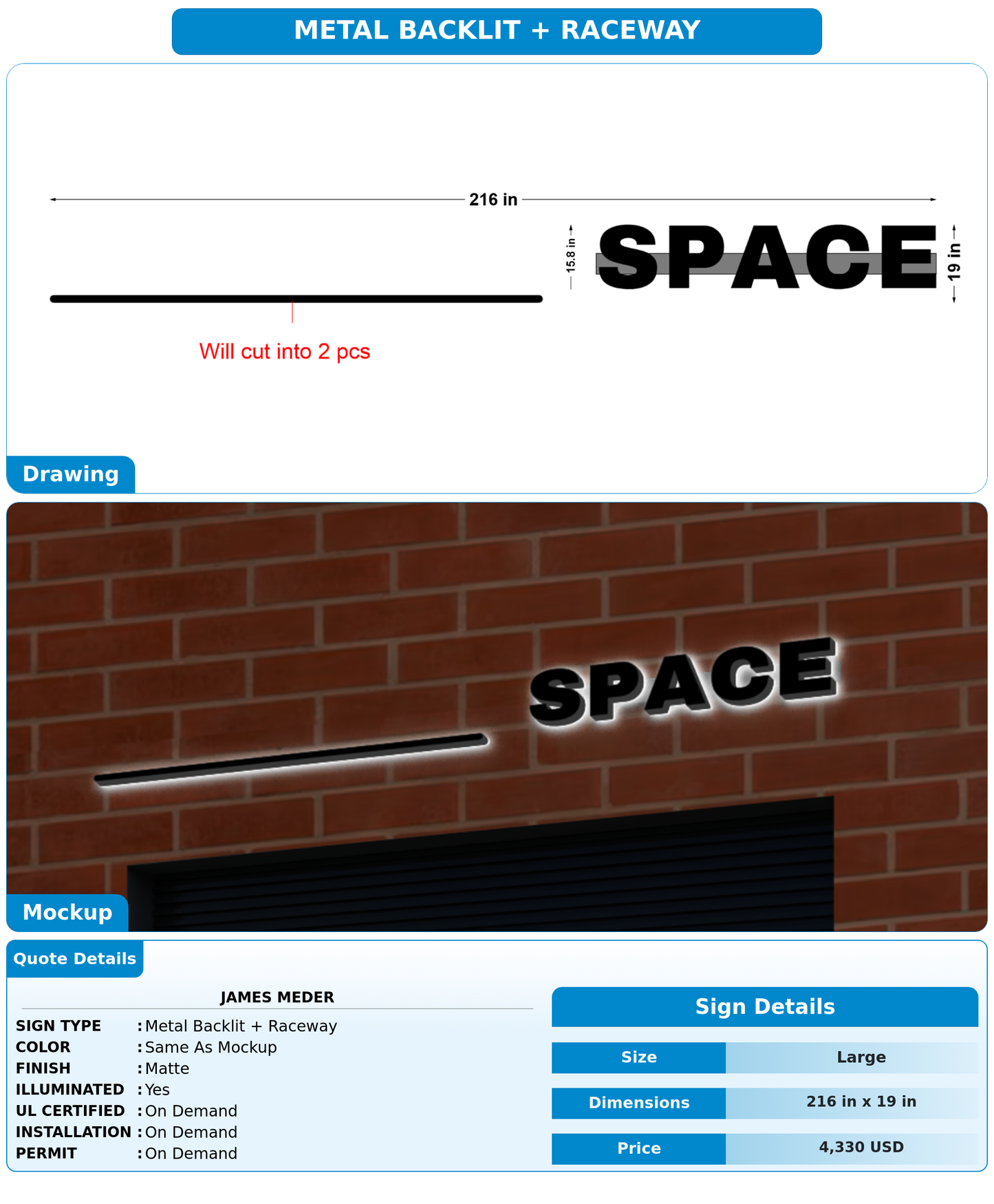 CUSTOM MOCKUP SIGN FOR James Meder