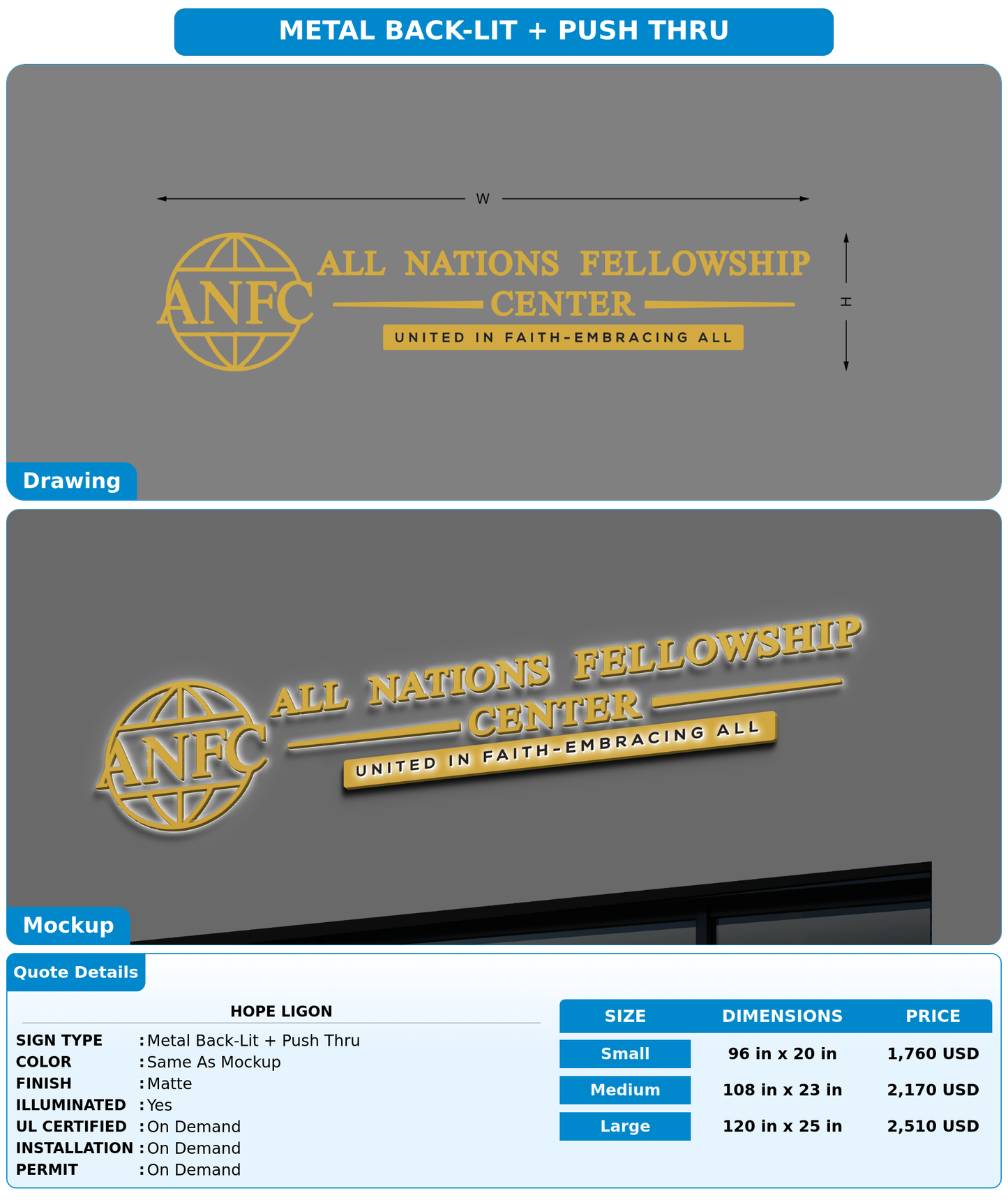 CUSTOM MOCKUP SIGN FOR Hope Ligon