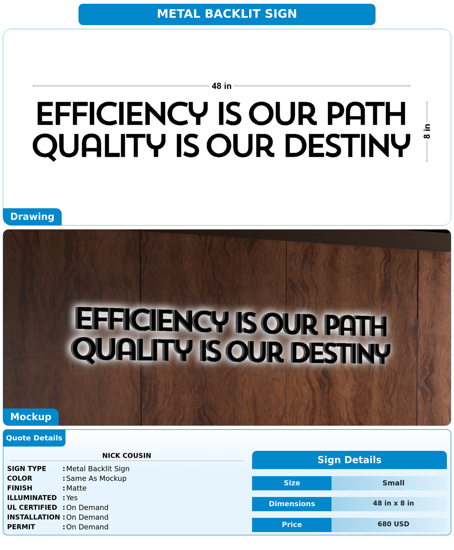 CUSTOM MOCKUP SIGN FOR Nick cousin