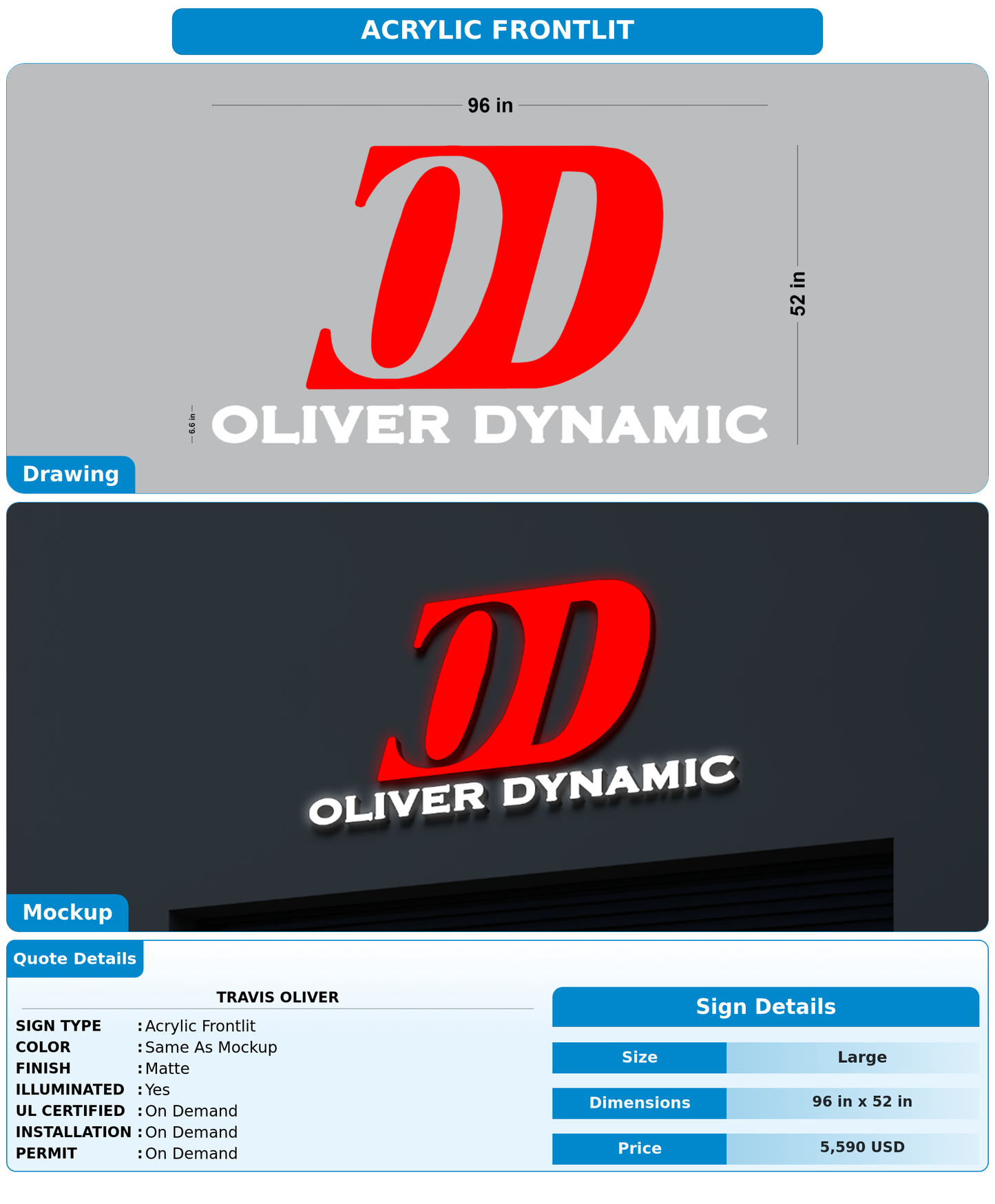 CUSTOM MOCKUP SIGN FOR Travis Oliver