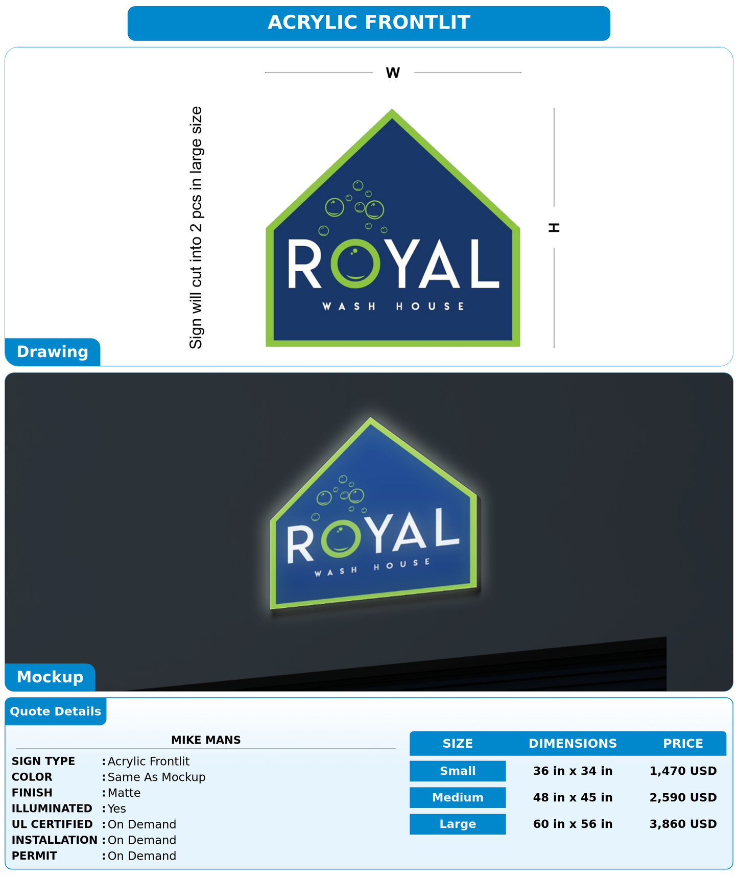 CUSTOM MOCKUP SIGN FOR Mike Mans