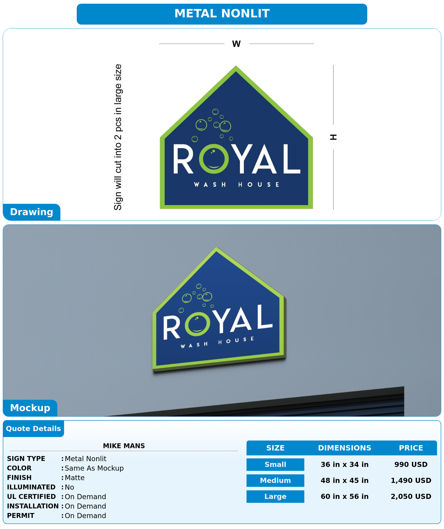 CUSTOM MOCKUP SIGN FOR Mike Mans