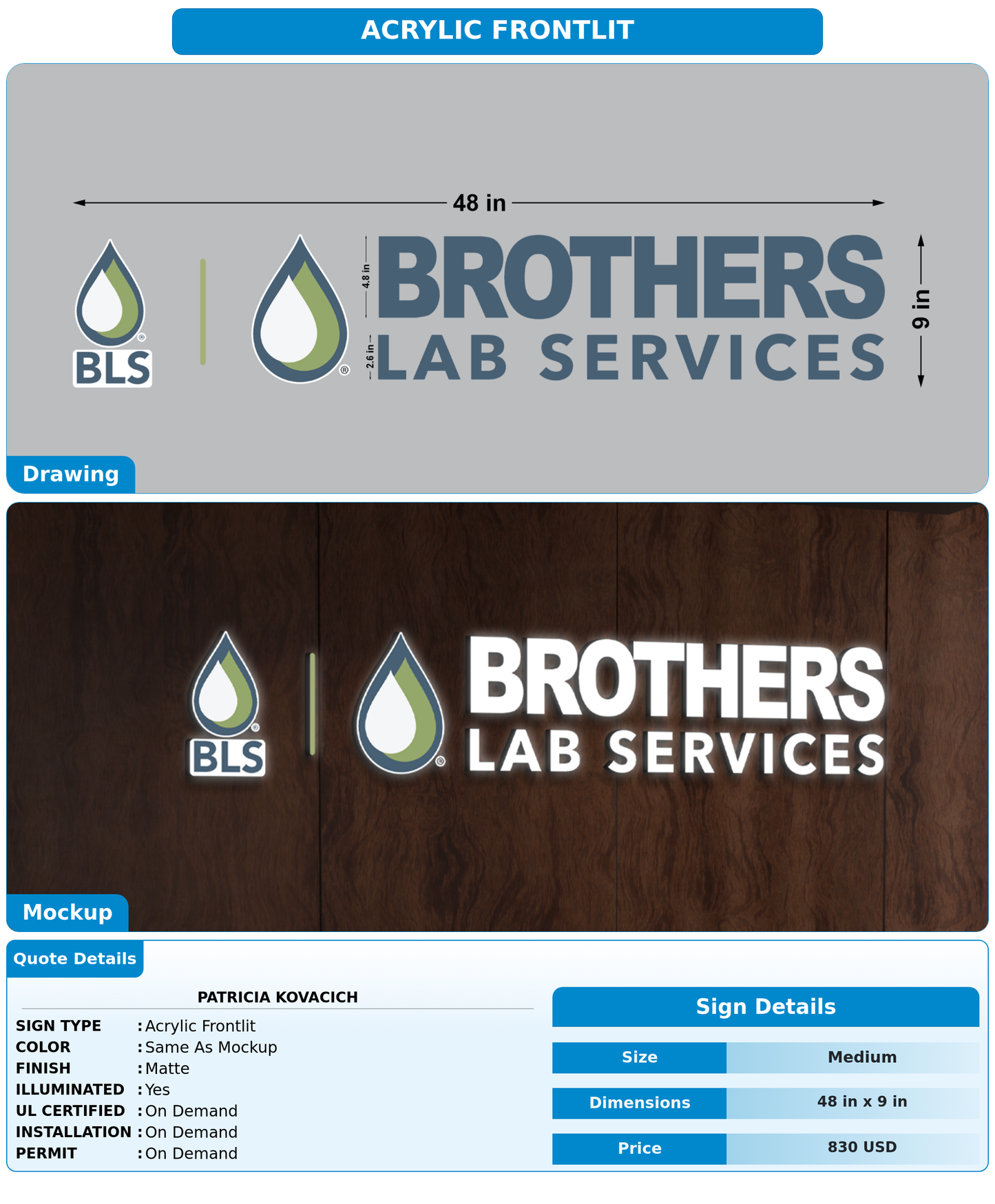 CUSTOM MOCKUP SIGN FOR Patricia Kovacich