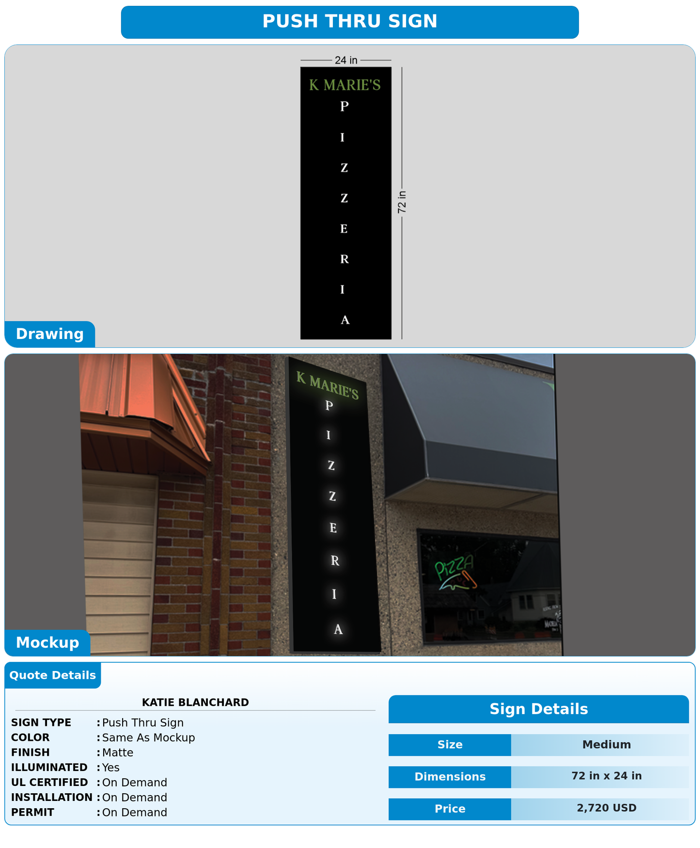 CUSTOM MOCKUP SIGN FOR Katie Blanchard