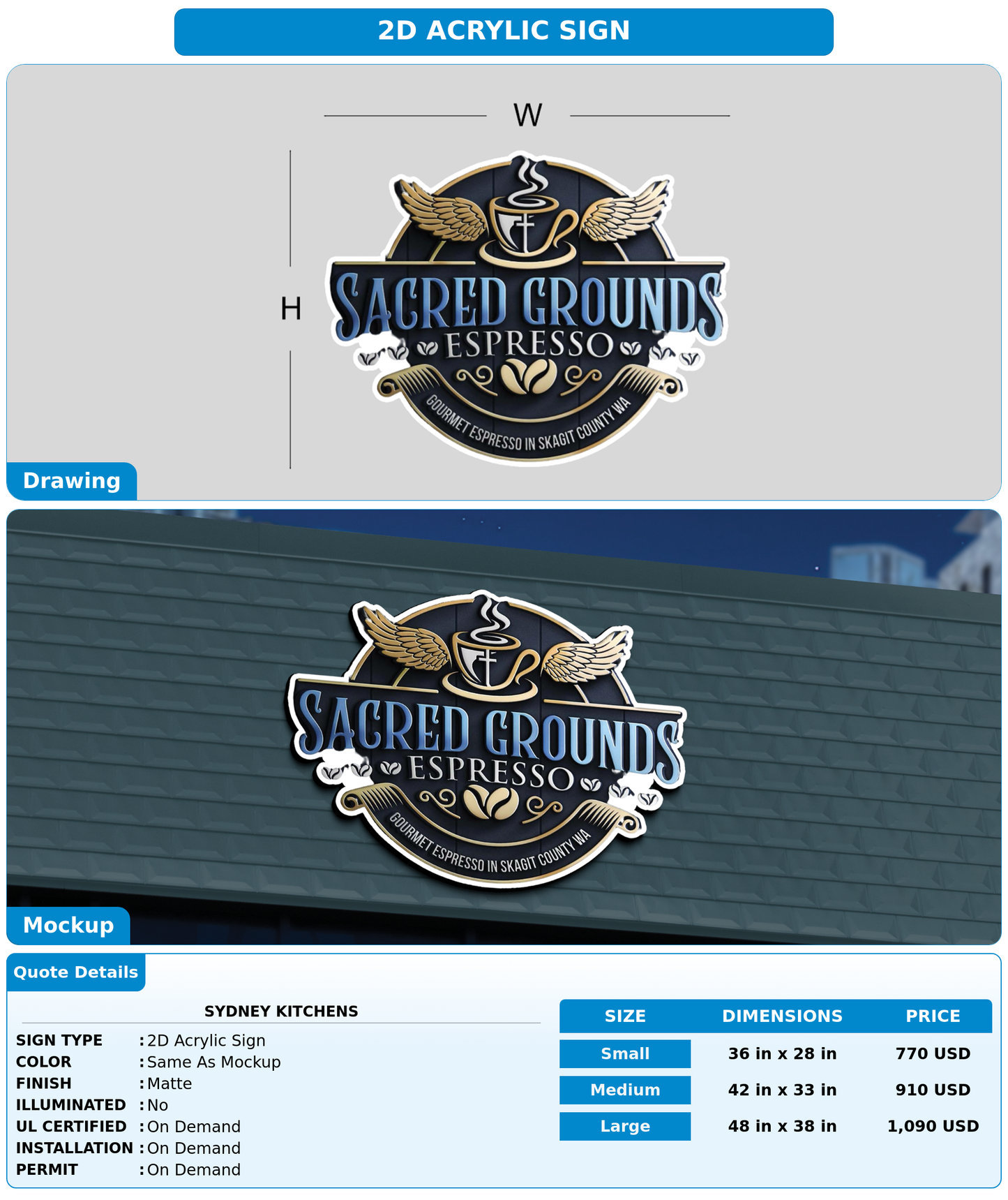 CUSTOM MOCKUP SIGN FOR Sydney Kitchens