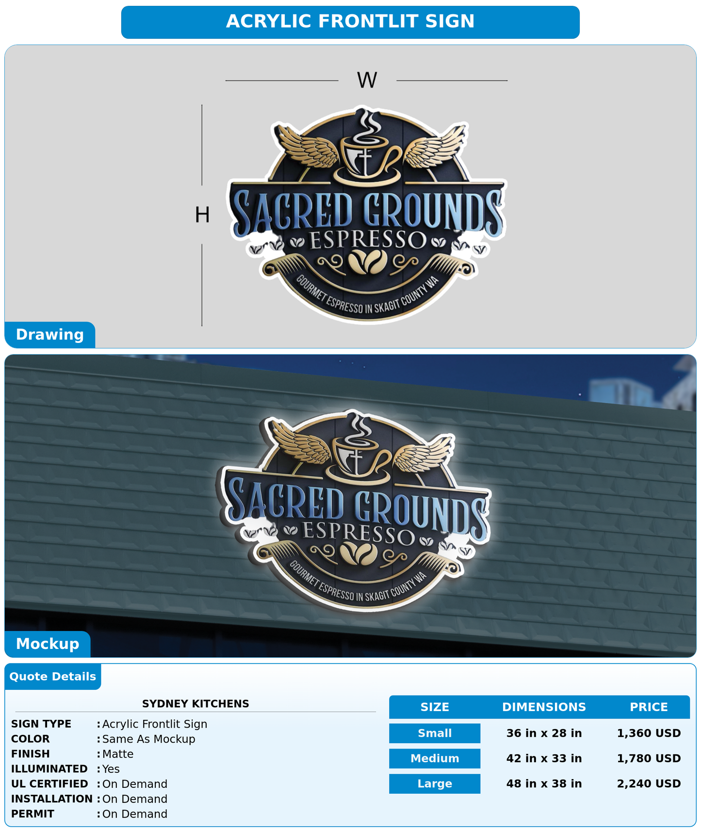 CUSTOM MOCKUP SIGN FOR Sydney Kitchens