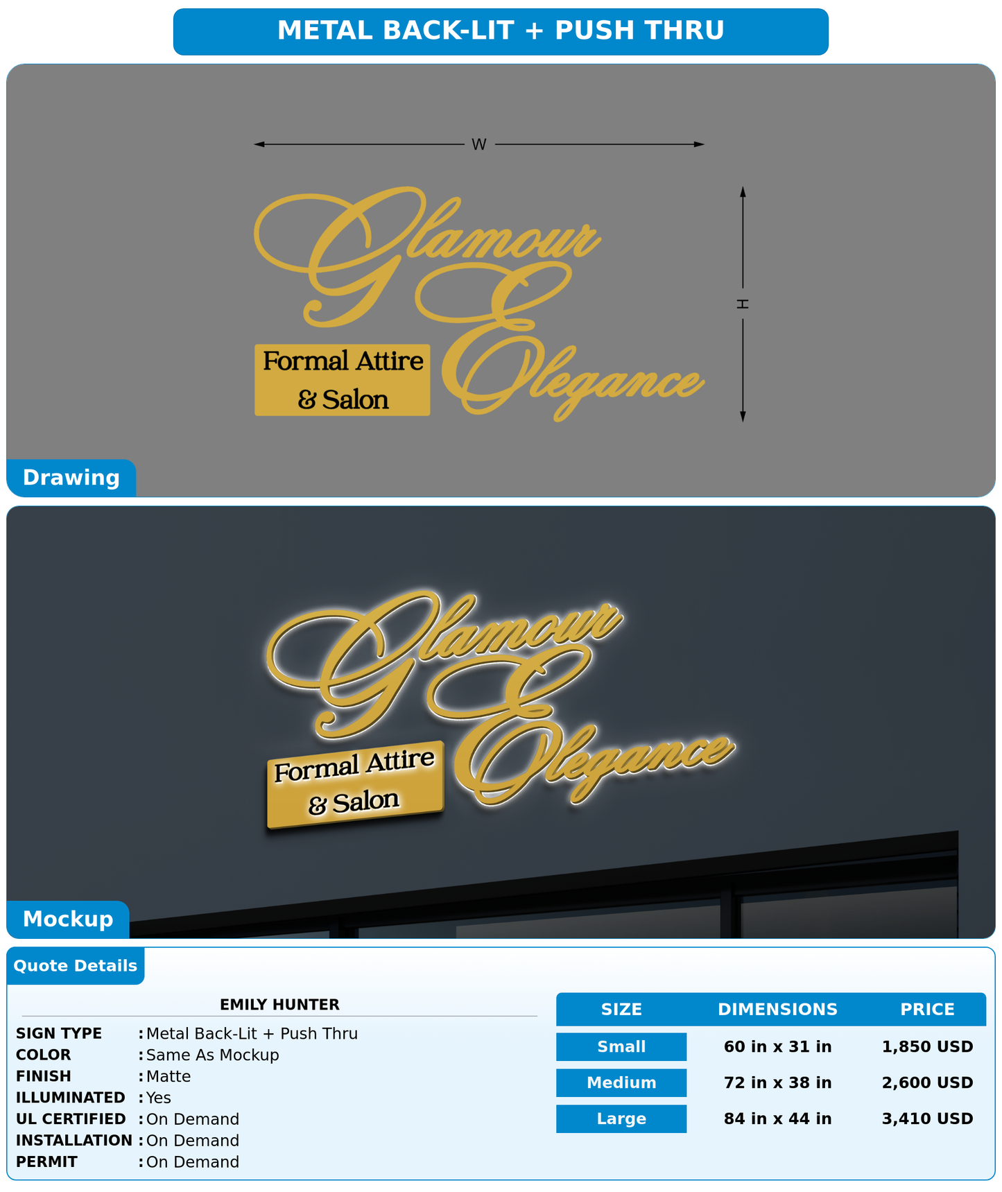 CUSTOM MOCKUP SIGN FOR Emily Hunter