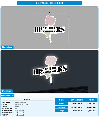 CUSTOM MOCKUP SIGN FOR Modesty