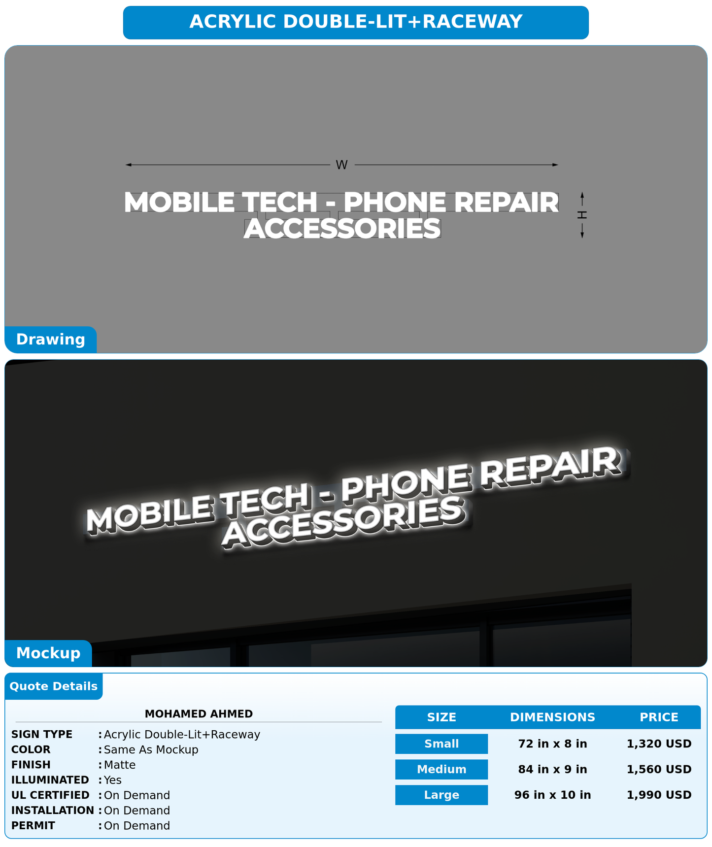 CUSTOM MOCKUP SIGN FOR Mohamed Ahmed